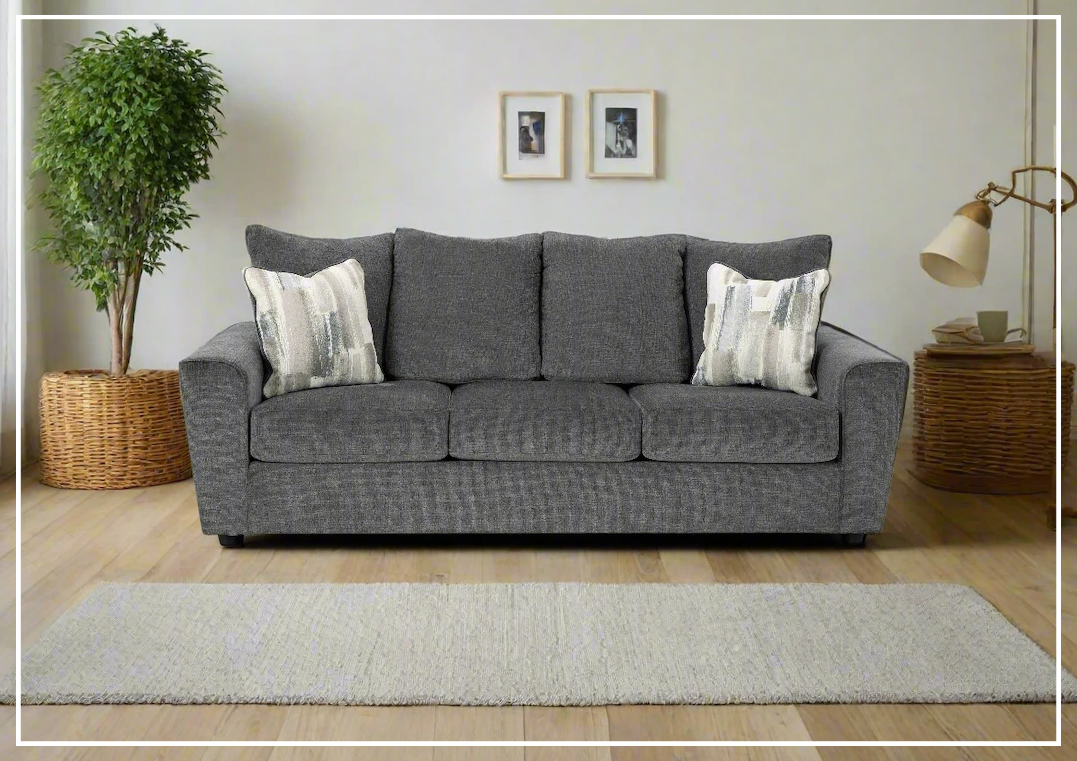 Gio Italia Silvano 3-Seater Fabric Sofa in Gray | Modern Living Room Furniture for Small Spaces & Apartments | Comfortable Couch for Relaxing & Entertaining