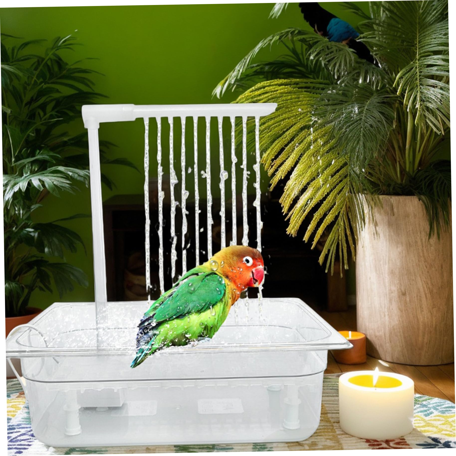 Parrot Bathtub with Shower - Circulating Bird Bath with Controller, Quiet Running Plastic Bird Shower for Indoor & Outdoor Use | Perfect for Bird Cages, Aviaries, and Pet Play Areas