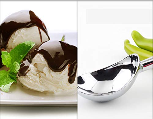 Premium Stainless Steel Melon Baller & Ice Cream Scoop Set - Non-Slip Ergonomic Rubber Grip for Hard Ice Cream, Frozen Yogurt, Fruits, Coffee Beans & Citrus - Perfect for Kitchen, Dessert Bars & Catering Events