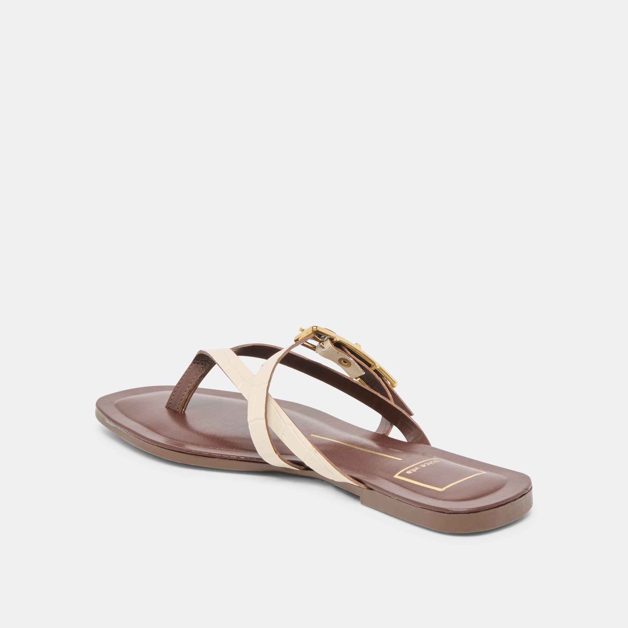 PIERS Women's Beige Crocodile Embossed Leather Sandals - Comfortable & Stylish for Summer, Beach, and Casual Outings