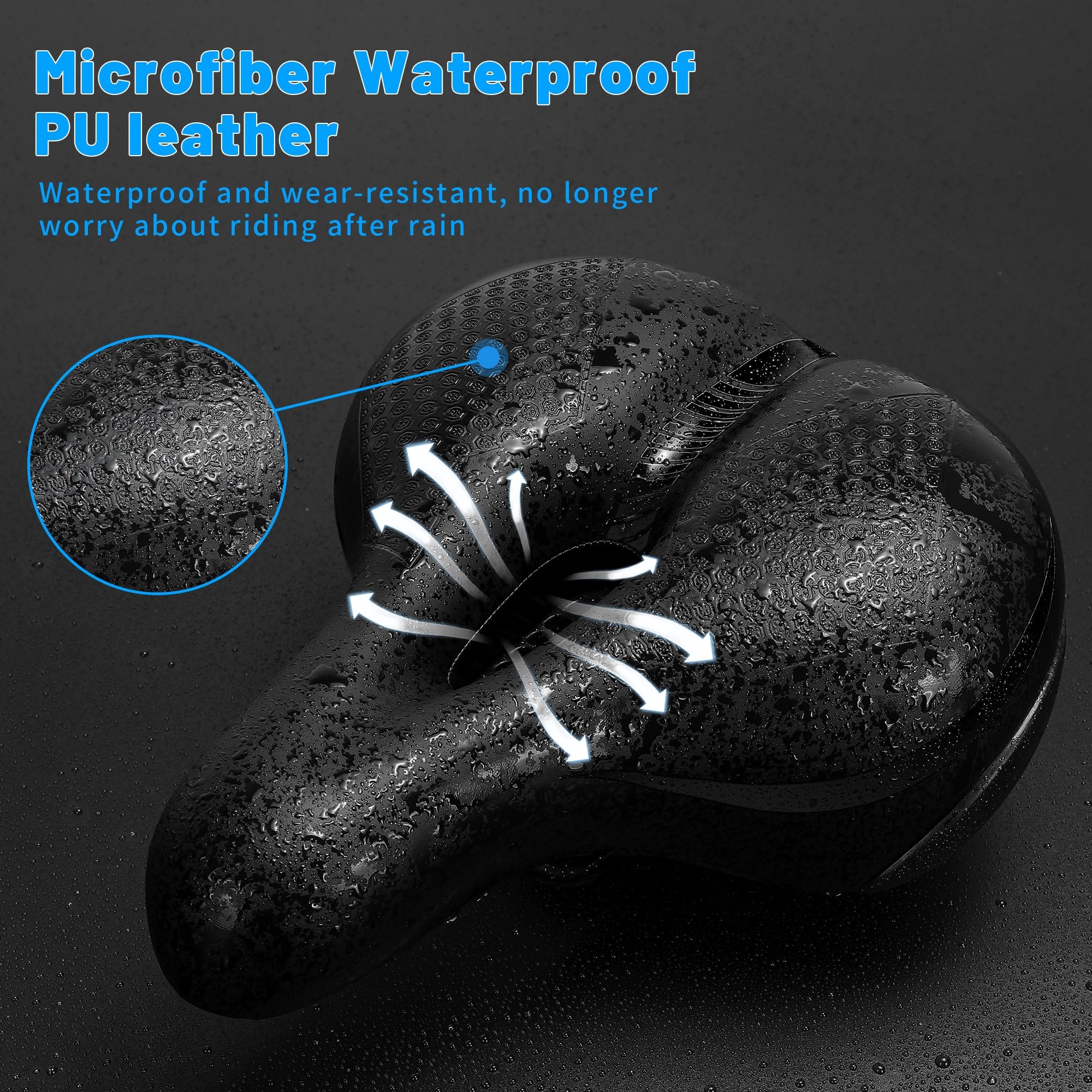 Comfortable Memory Foam Bike Seat for Men & Women - Thick Soft Bicycle Saddle Cushion - Universal Replacement for Mountain Bike, Ebike, Beach Cruiser & Stationary Bikes - Perfect for Commuting, Leisure Riding & Long-Distance Cycling