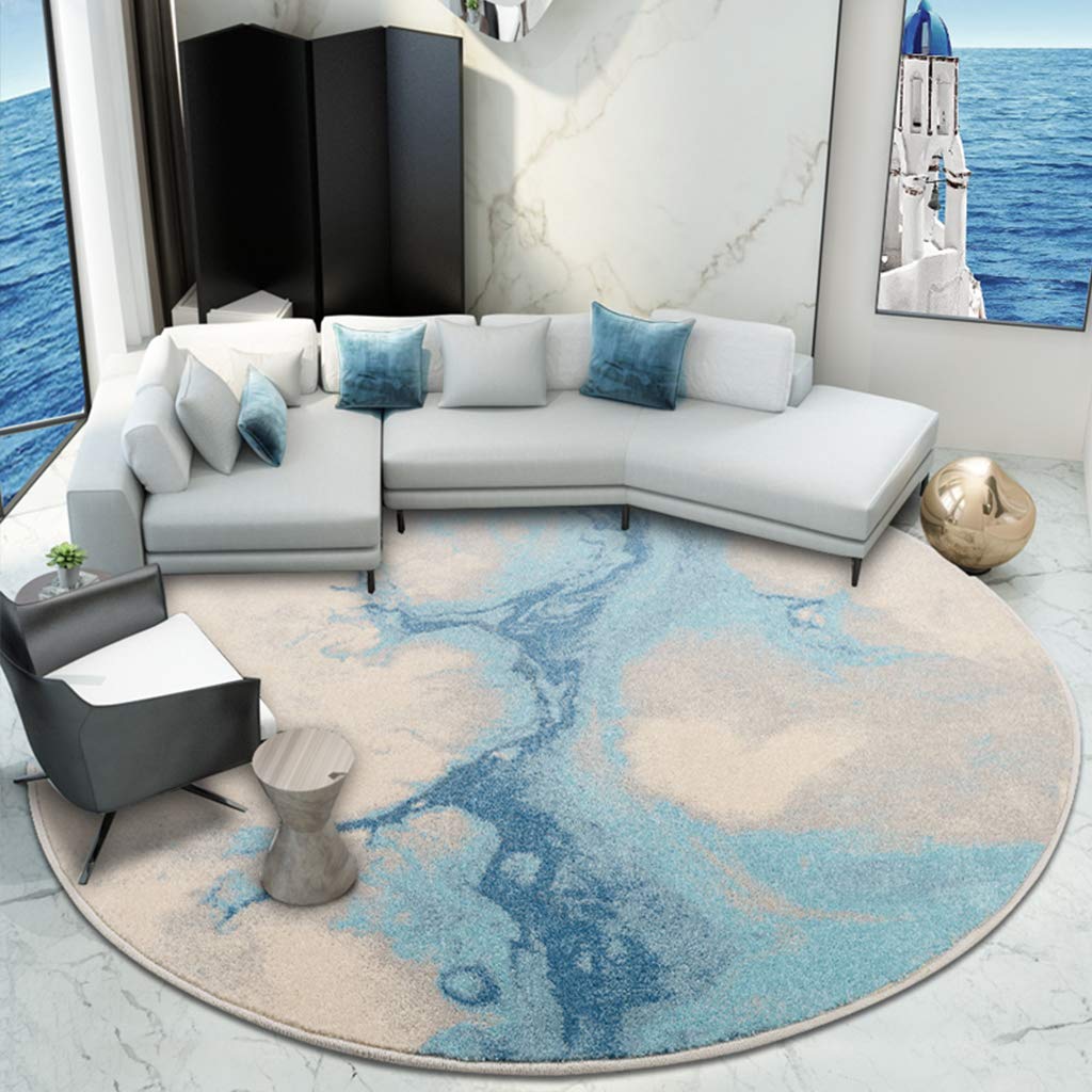DTDM Luxury Large Round Carpet - Ultra Soft Modern Area Rug for Living Room, Bedroom & Study | Non-Slip Easy Clean Home Decor | Perfect for Cozy Sofa Lounging & Stylish Interior Design (Blue)