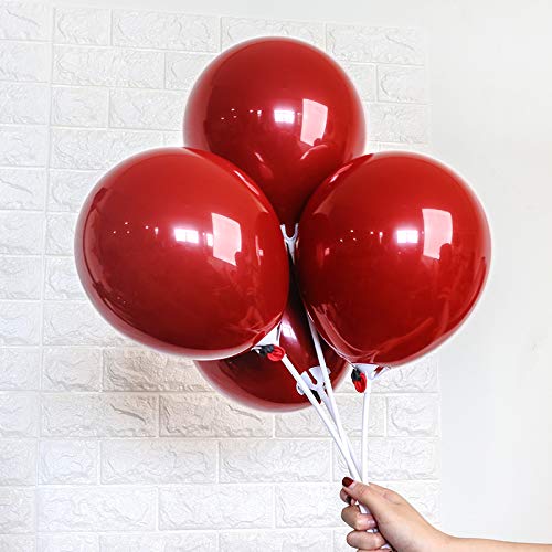 50pcs 10 Inch Red Ruby Latex Balloons - Premium Thick Double Layer Party Balloons for Wedding, Valentine's Day, Bridal Shower & Anniversary Decorations - Perfect for Romantic Events & Heart-Shaped Balloon Arches