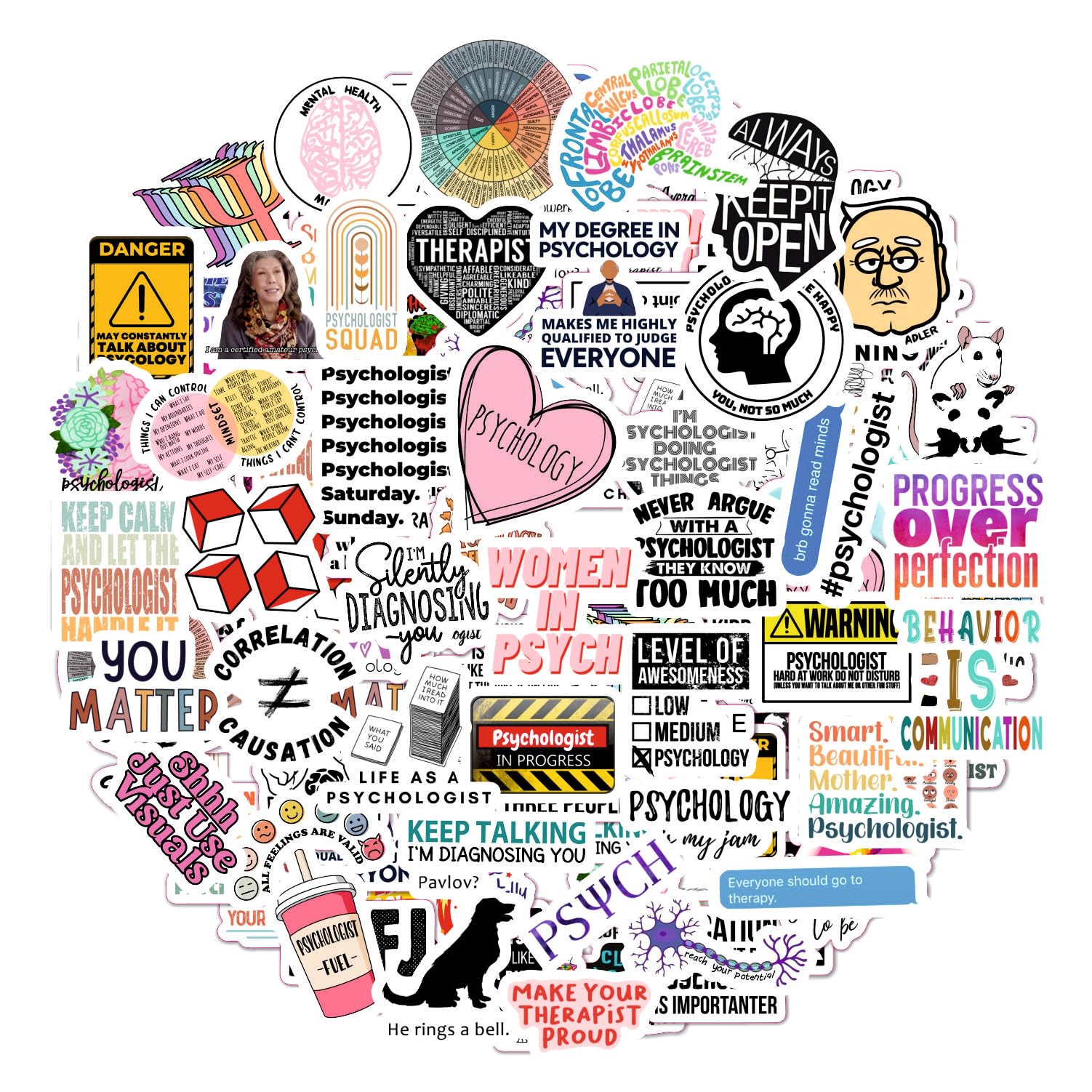 Psychologist Stickers & Therapist Stickers - Waterproof Vinyl Decals for Laptops, Notebooks, Therapy Offices | Perfect for Mental Health Professionals, Counselors, and Psychology Students