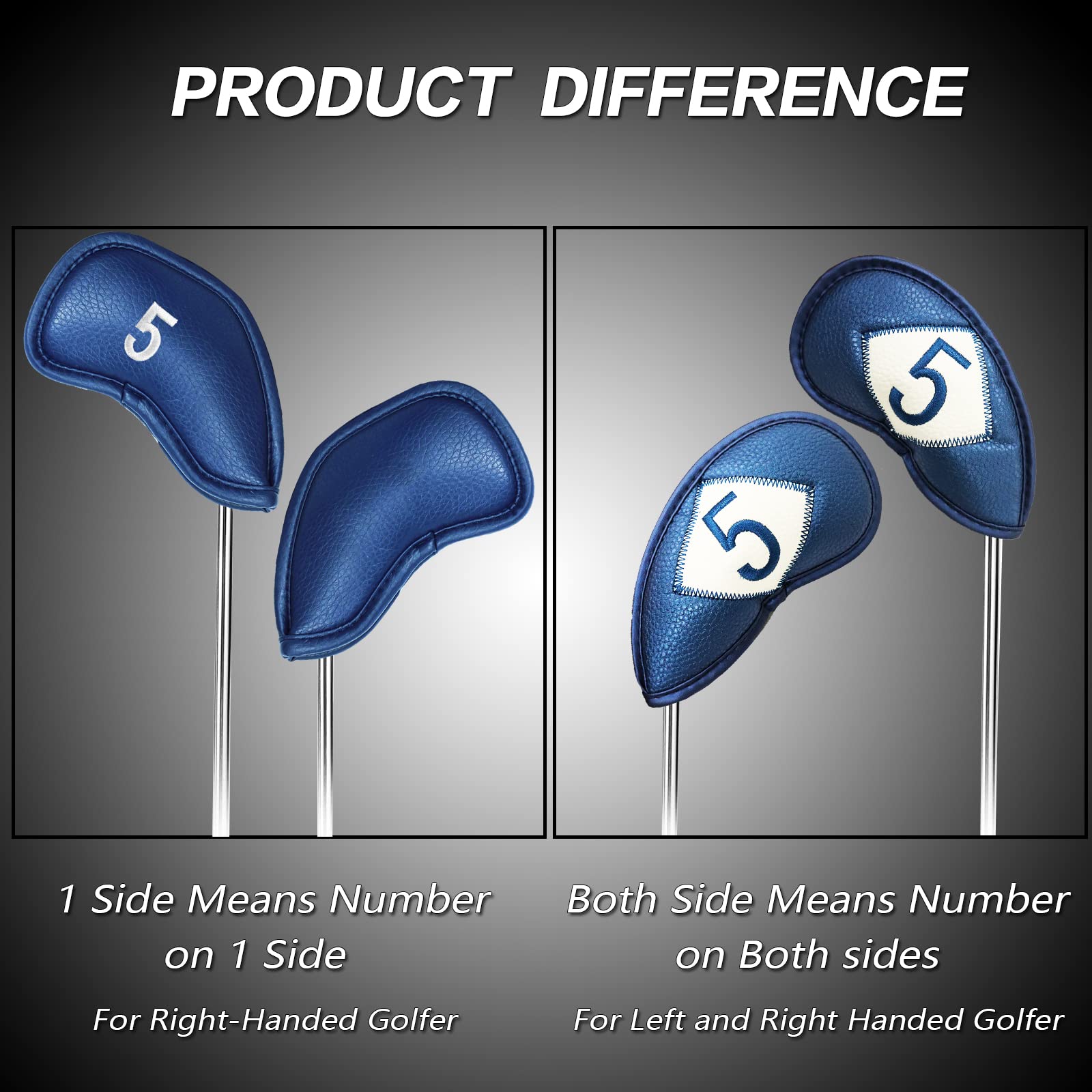 Premium 12-Piece Synthetic Leather Golf Iron Head Covers Set - Universal Fit for All Major Iron Clubs | Durable Protection for Golf Equipment | Perfect Golf Gift for Men & Women | Ideal for Driving Range, Course Play & Club Storage