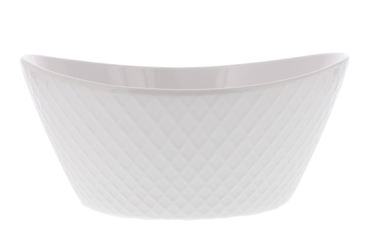 Over and Back 4-Piece Porcelain Serving Bowls Set with Diamond Pattern Design – Microwave, Dishwasher & Oven Safe – White Decorative Bowls for Appetizers, Sides & Dinner – Perfect for Entertaining, Family Gatherings & Holiday Serving