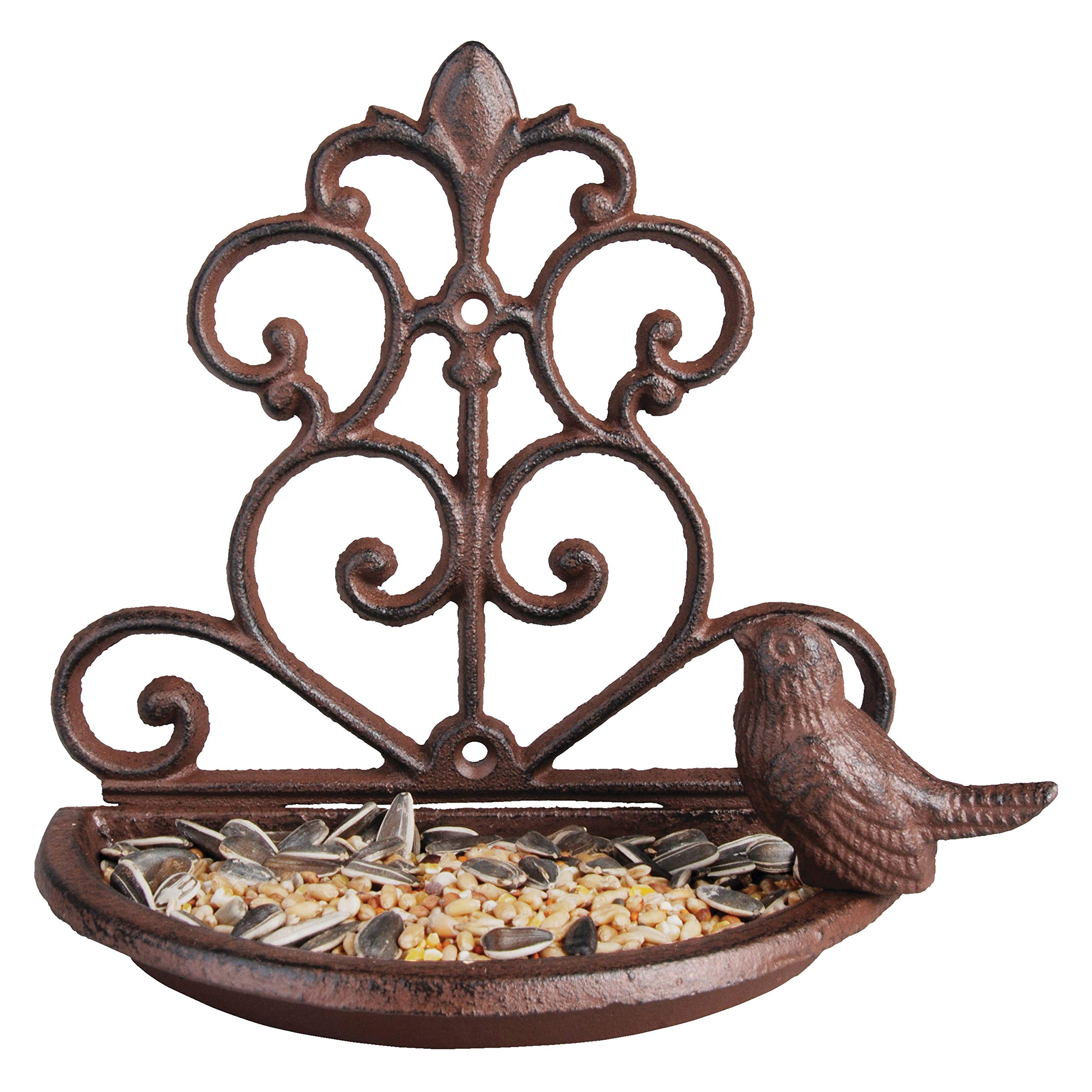 Esschert Design Cast Iron Bird Bath Wall Feeder - Outdoor Garden Decoration for Attracting Wild Birds