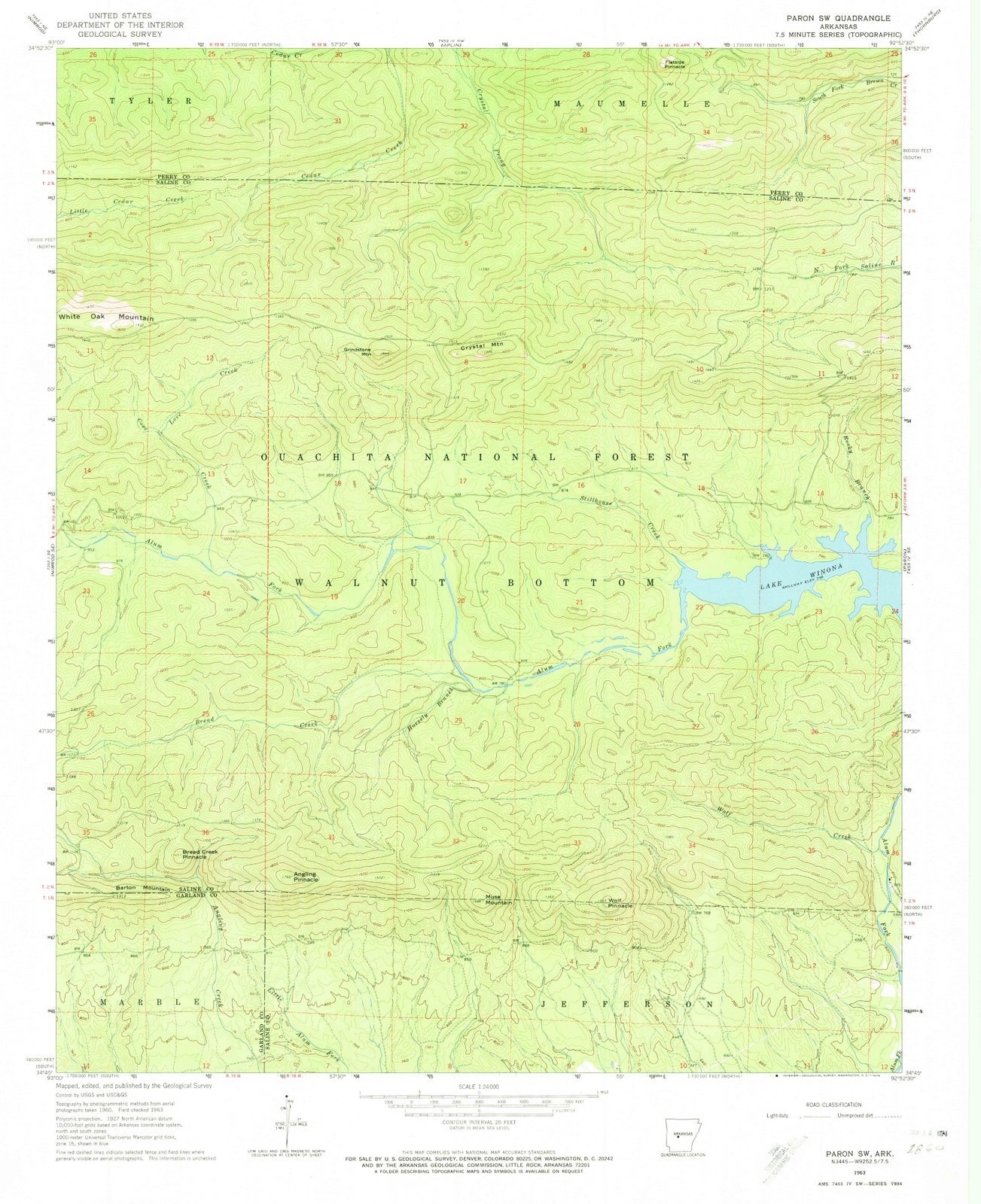 1963 Paron, Arkansas USGS Historical Topographic Map - Vintage Wall Art Decor 44x55 Inches - Perfect for Home, Office & Classroom Geography Displays