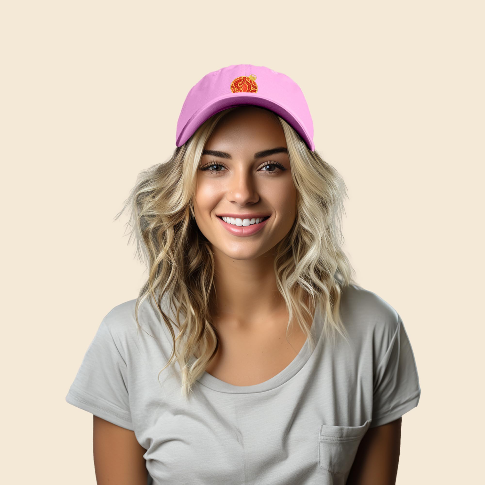 DALIX Women's Holiday Christmas Ornament Baseball Cap - Festive Embroidered Santa Hat for Xmas Party, Gift Exchange & Winter Celebrations