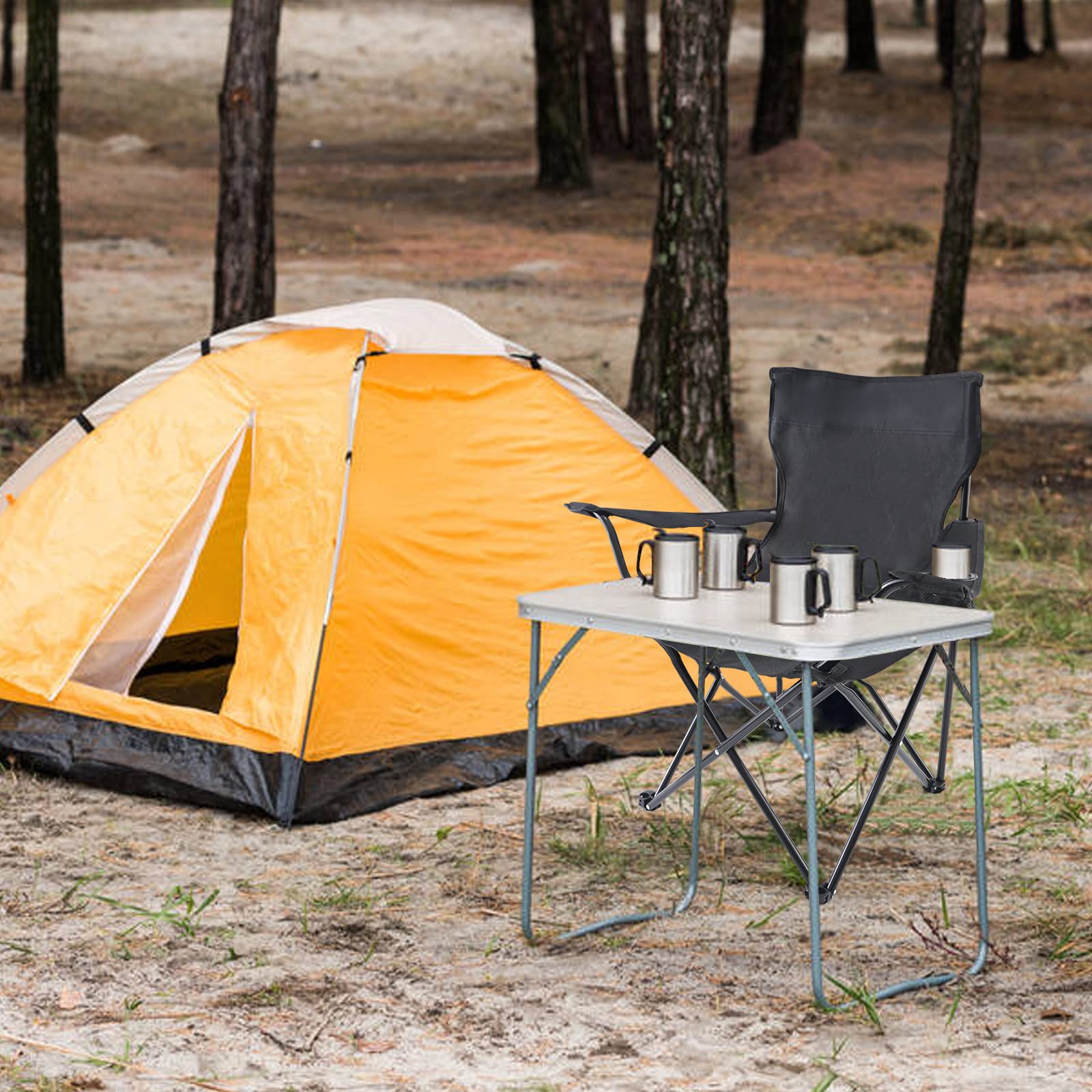YSSOA Portable Folding Camping Chair - Lightweight Outdoor Chair for Hiking, Picnics, Beach, Fishing & Backyard (Black) | Compact Sports Chair with Carry Bag | Perfect for Camping, Travel & Outdoor Events