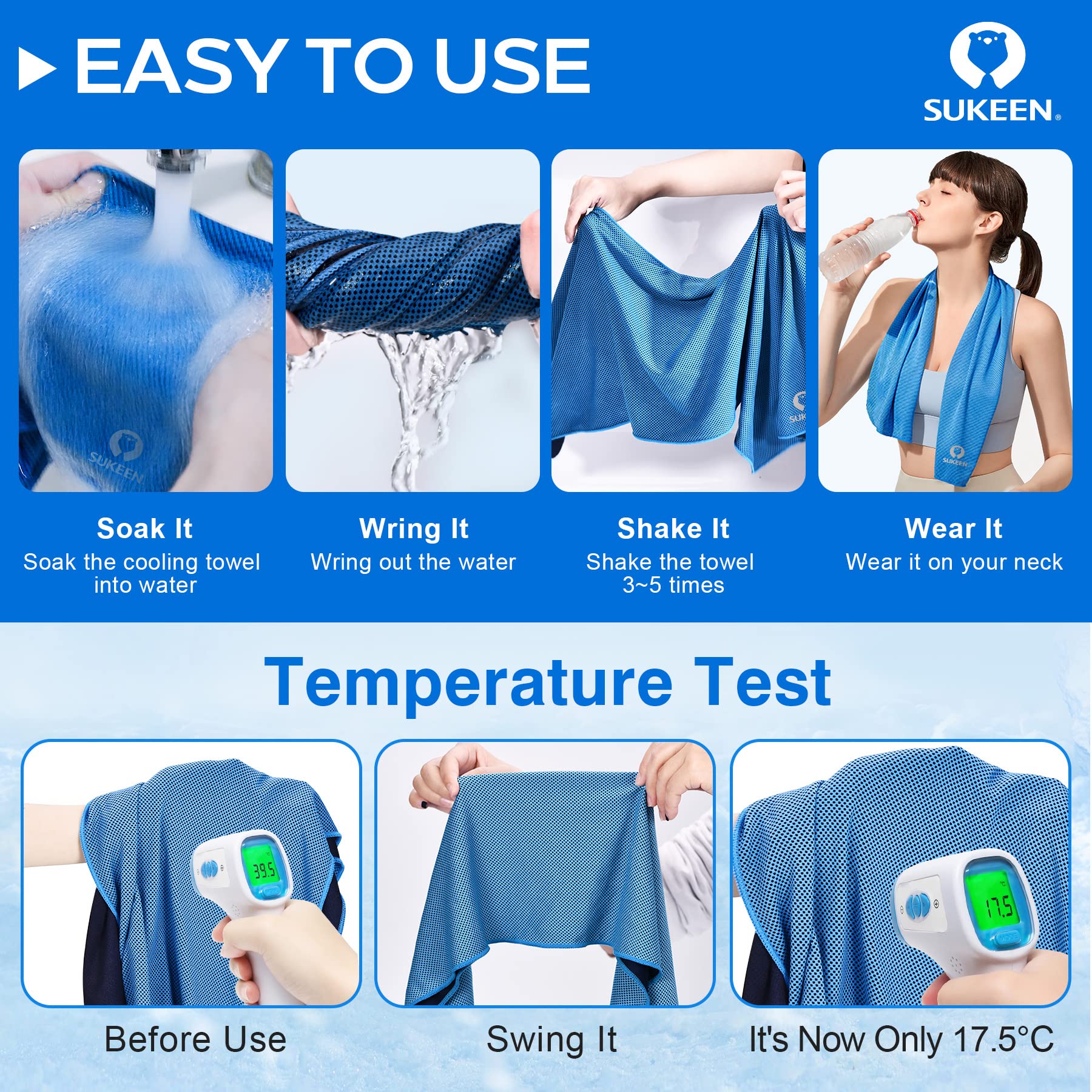 50-Pack Sukeen Microfiber Cooling Towels (40
