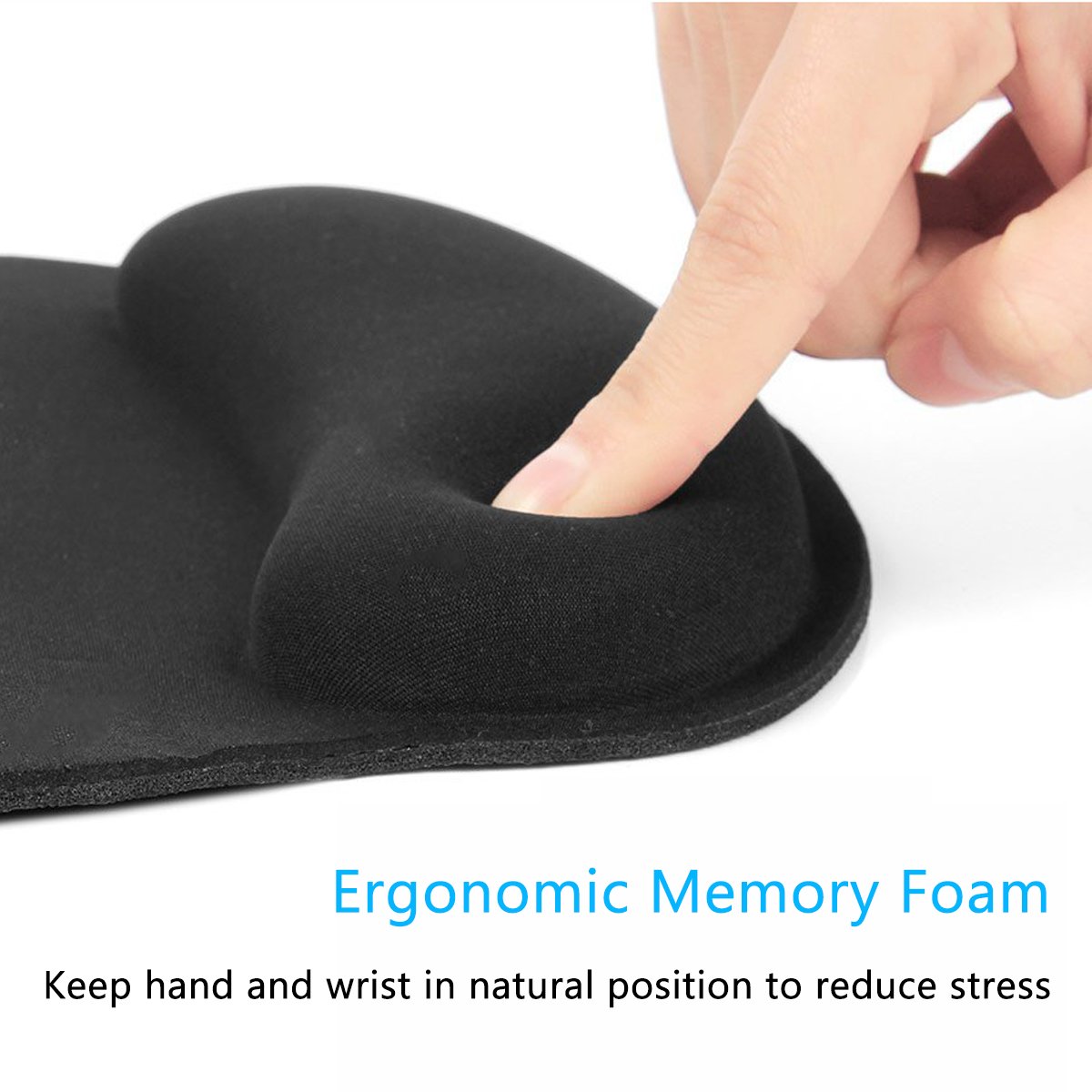 Ergonomic Memory Foam Mouse Pad with Wrist Support - Non-Slip Rubber Base Gaming Mousepad for Office, Computer & Laptop - Perfect for Long Work Hours, Gaming Sessions & Home Office Setup (Black)