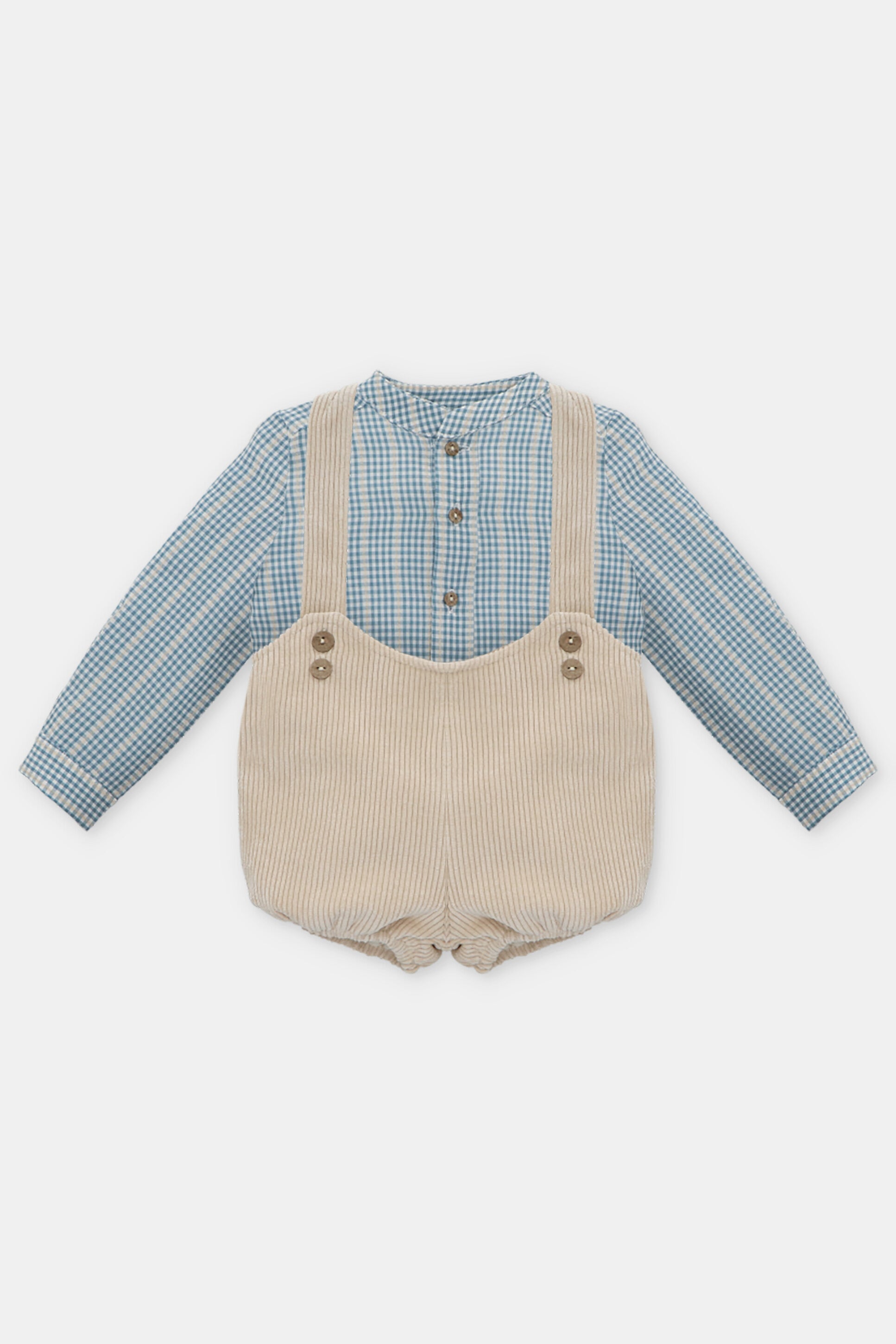 Tommy Hilfiger Blue Checkered Button-Down Shirt & Oatmeal Corduroy Jogger Pants Set - Casual Outfit for Men | Perfect for Work, Date Night & Weekend Wear