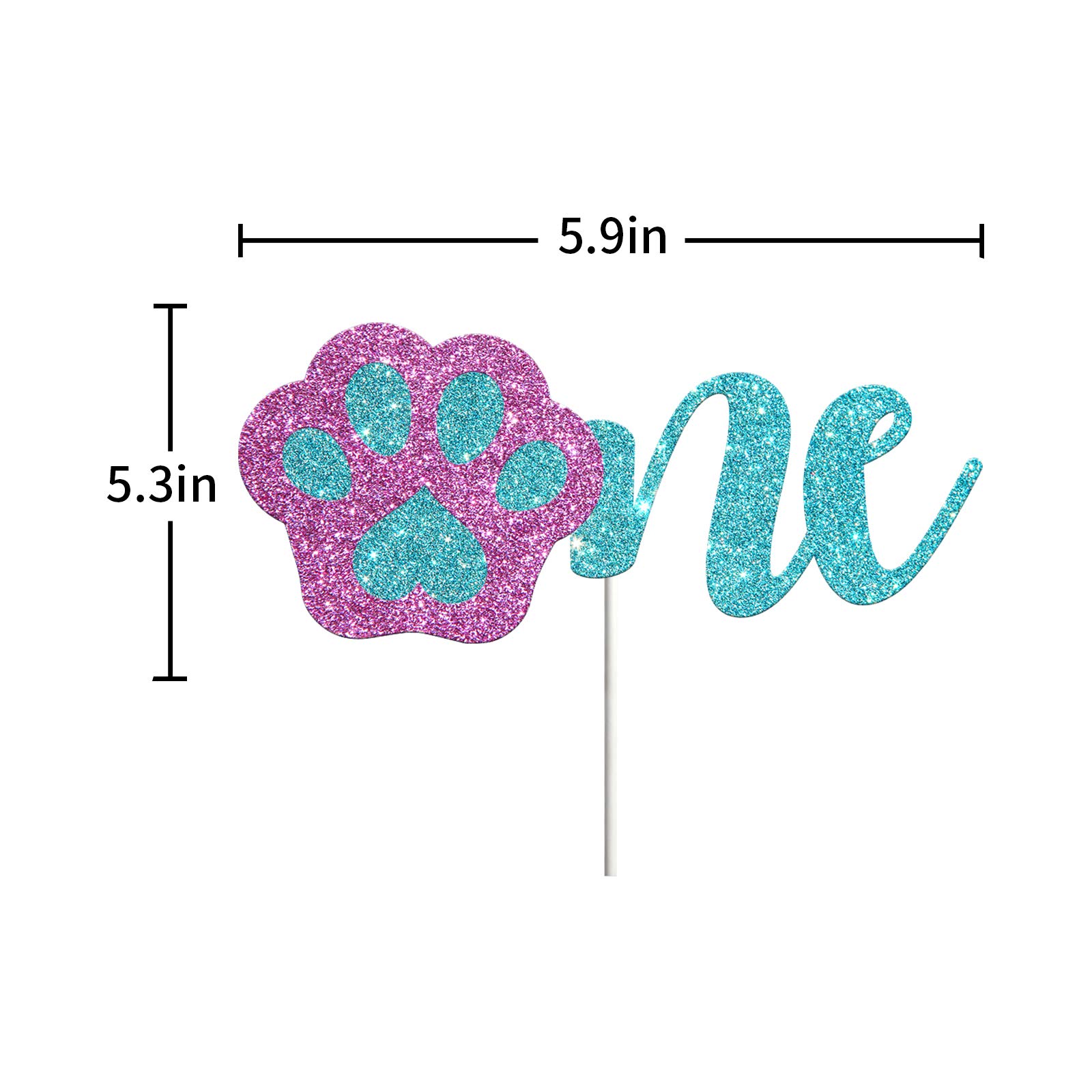 Happy 1st Birthday Cake Topper for Dogs - Lets Pawty One Glitter Dog Cake Decorations in Blue & Pink - Perfect for Puppy Birthday Party Supplies & Pet Celebration Cakes