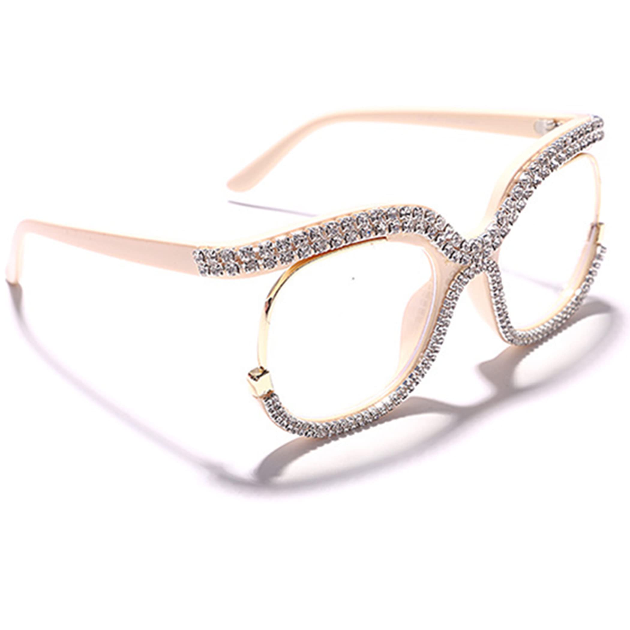 Stylish Cat Eye Blue Light Blocking Glasses for Women - Rhinestone Designer Reading Glasses with UV Protection | Perfect for Computer Work, Reading & Fashion Accessories