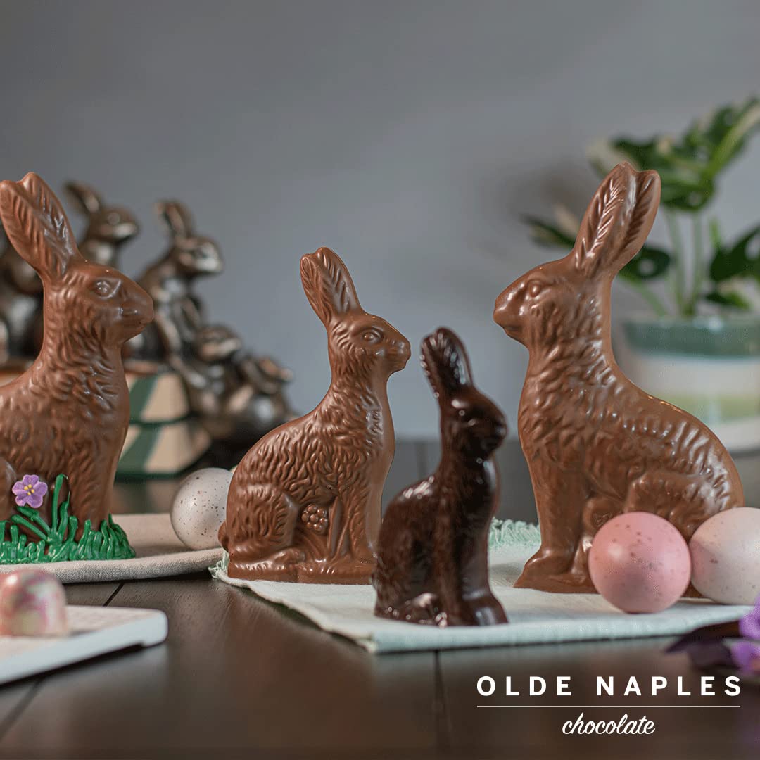 Olde Naples Chocolate Happy Easter Bunny - 1 LB Solid Milk Chocolate Rabbit Candy Gift (16 oz) | Easter Basket Stuffers, Party Favors & Holiday Treats