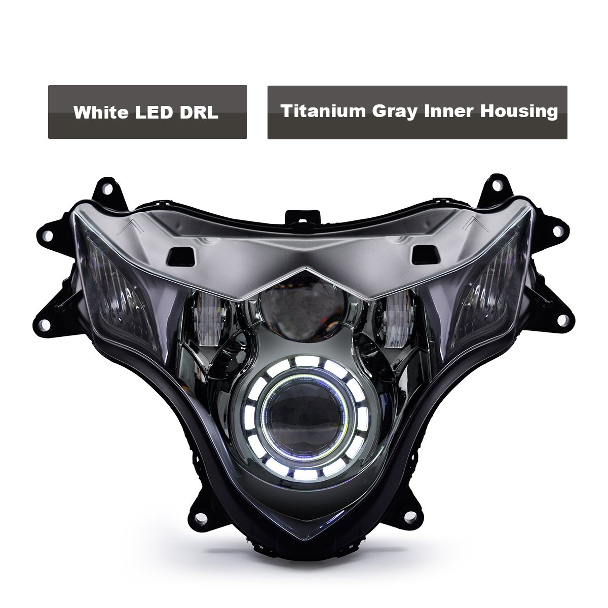KT LED Headlight Assembly for Suzuki GSX-R1000 GSXR1000 2009-2016 - White DRL Custom Modified Motorcycle Sportbike Front Headlamp with High/Low Beam - Perfect for Night Riding & Performance Upgrades