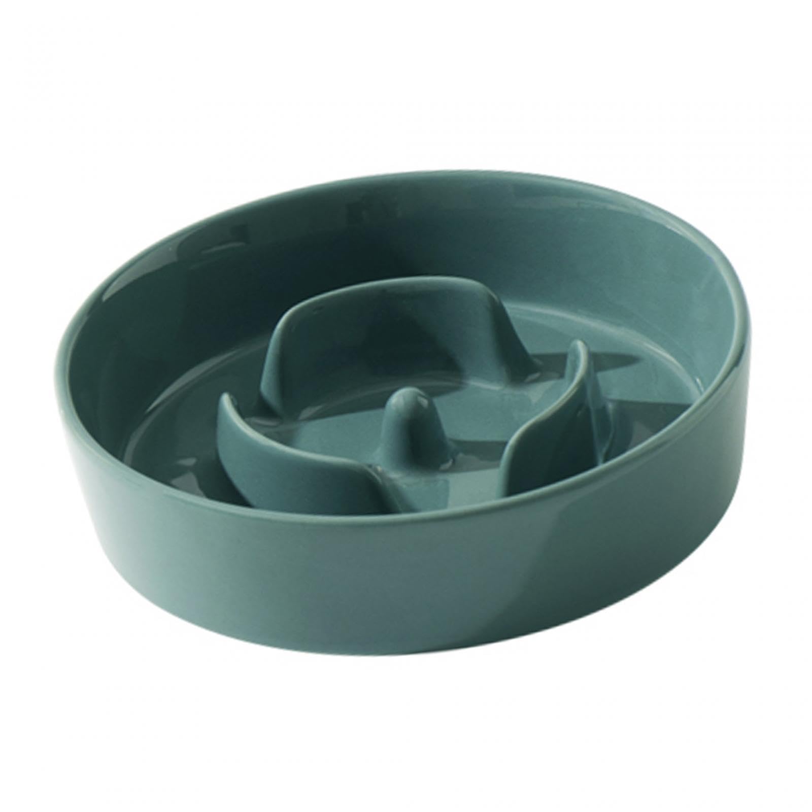 Enakshi Slow Feeder Dog Bowl - 15.5cm Deep Green Puzzle Food Plate for Small Medium Dogs & Cats - Anti-Gulping Bloat Prevention Mealtime Solution for Fast Eaters