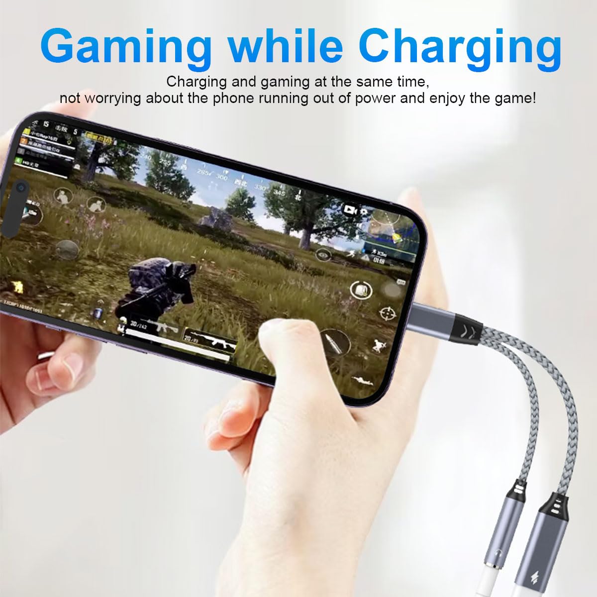 2-in-1 Lightning to 3.5mm Audio Adapter & Charger for iPhone 14/13/12/11/X/8 - HiFi Stereo Sound with Mic & Volume Control - Compatible with Headphones, Earphones, Car Audio (Perfect for Music, Gaming & Hands-Free Calls)