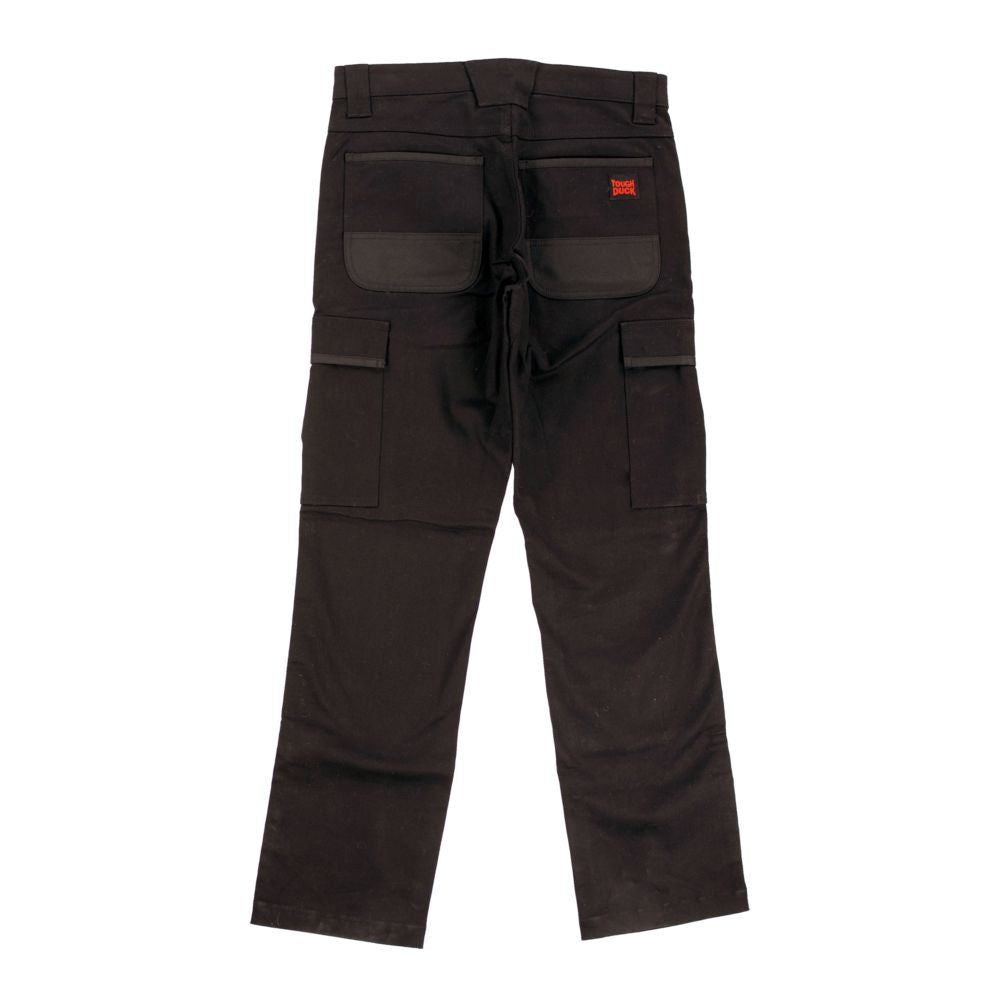 Tough Duck Women’s 360° Stretch Waist Cargo Work Pants WP10 - Black | Durable & Comfortable Workwear for Construction, Landscaping & Outdoor Jobs