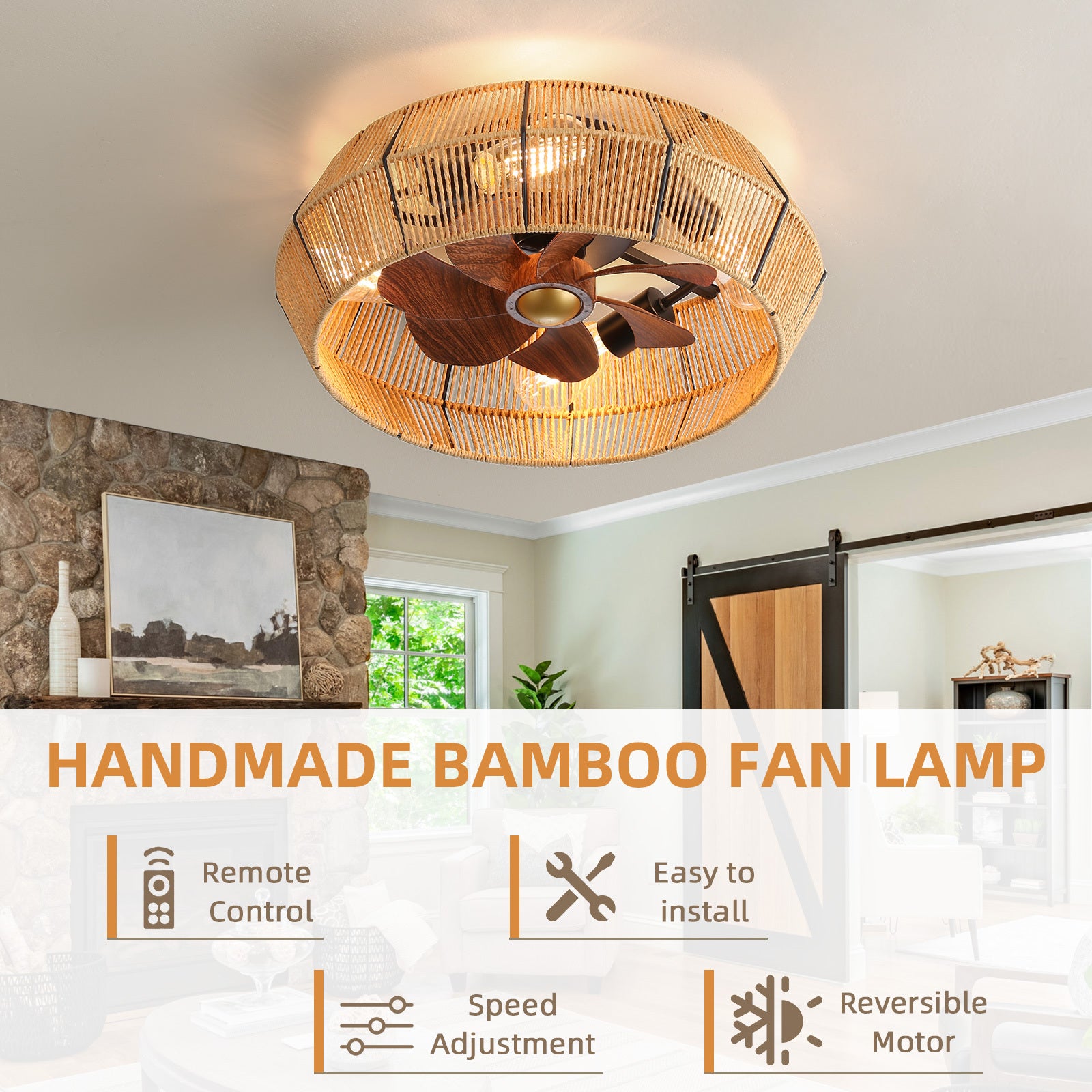 Remote Controlled Caged Ceiling Fan with LED Lights - Modern Industrial Style for Bedroom, Kitchen, Dining Room & Living Room | Perfect for Home Cooling and Decoration
