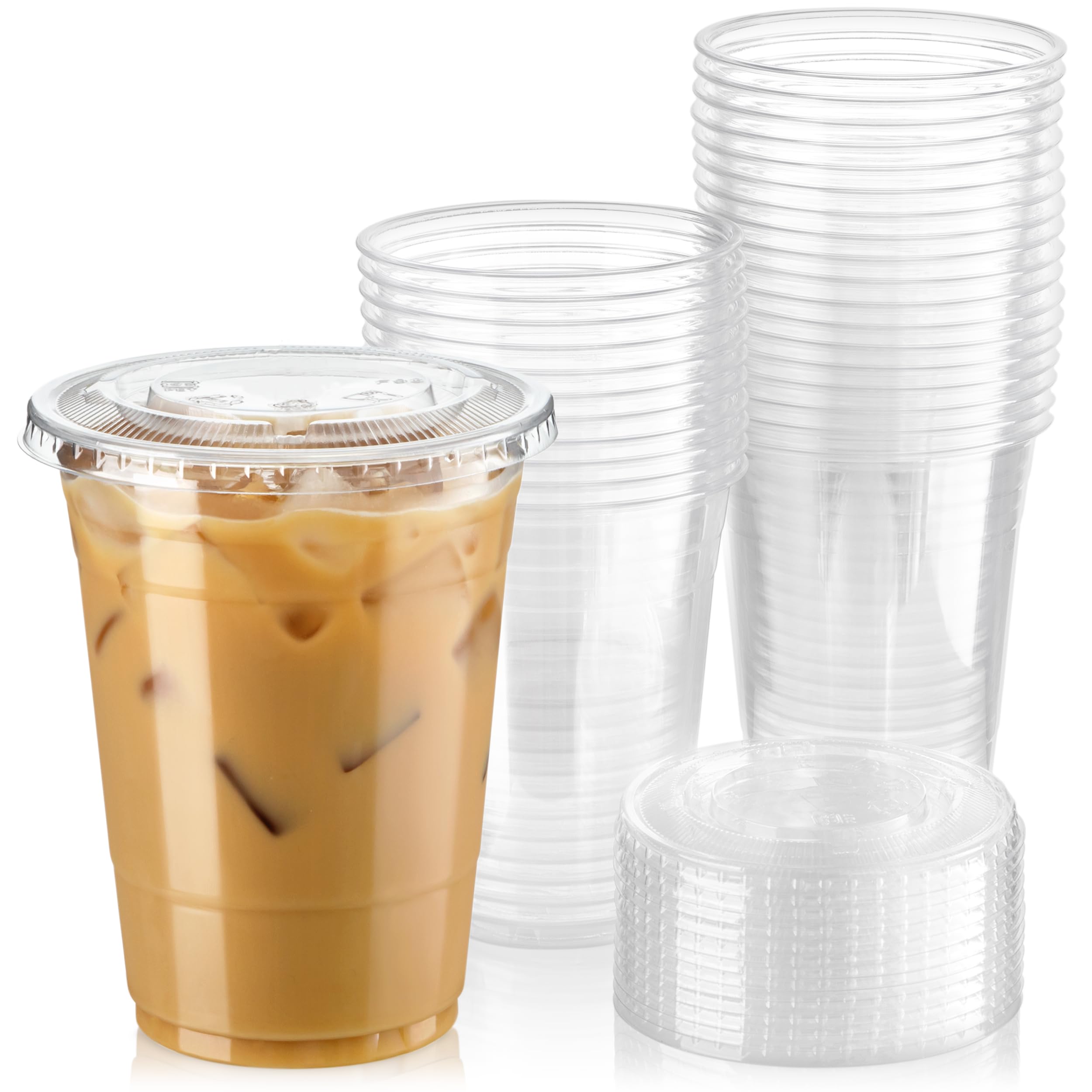 600 Pack 16oz Clear Plastic Cups with Lids - BPA Free Disposable Drink Cups for Smoothies, Iced Coffee, Juice & Milkshakes | Perfect for Parties, Lemonade Stands, Restaurants & Takeout | Durable Crystal Clear Meal Prep Containers