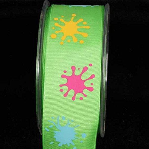 The Ribbon People Fun Green Paint Printed Wired Craft Ribbon - 1.5 Inch x 27 Yards for Gift Wrapping, DIY Crafts, Party Decorations & Scrapbooking