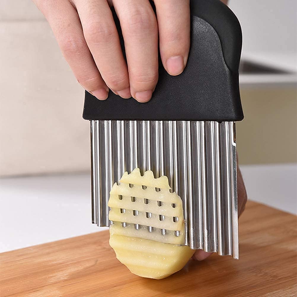 Stainless Steel Crinkle Cutter - Potato Chipper, French Fry & Vegetable Slicer for Perfect Chips, Fries & Fruit | Ideal for Home Cooking, Meal Prep & Party Snacks by IrshPick