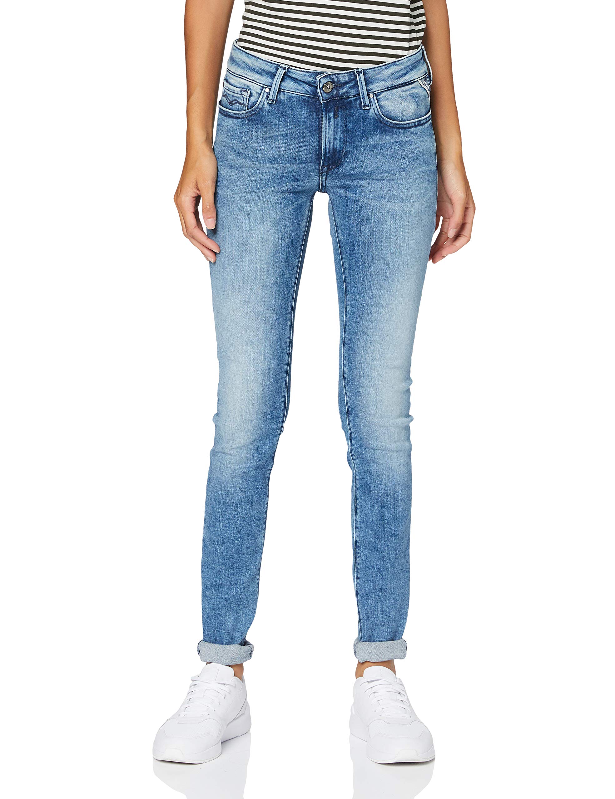 Replay Women's High Waist Blue Jeans Size 24W 28L - Stretch Denim Pants for Casual Wear & Everyday Outfits