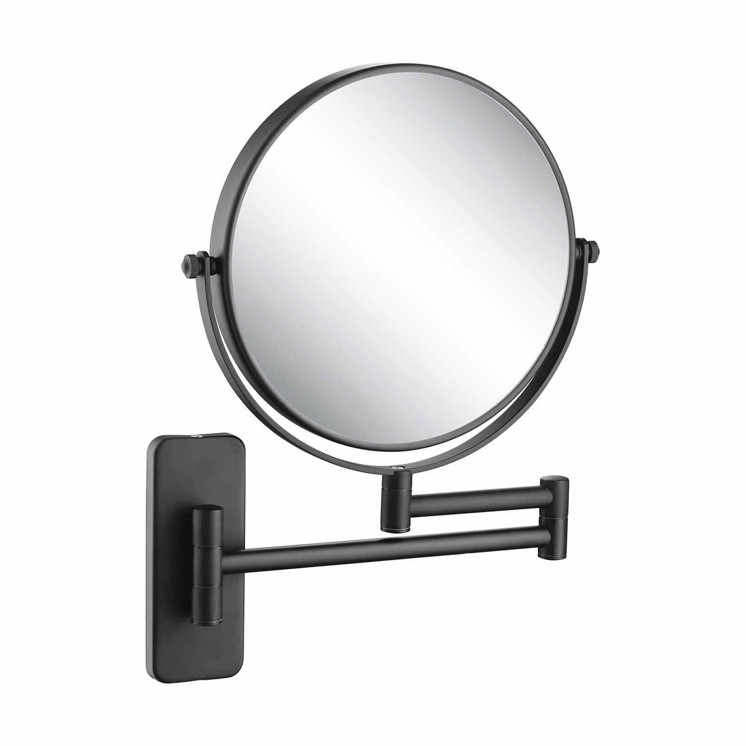 KIBI 10X Magnifying Mirror for Makeup & Shaving - Dual Sided Wall Mount Vanity Mirror with 360° Rotation | Solid Brass Construction, Matte Black Finish (KMM100) | Perfect for Bathroom, Bedroom & Dressing Room