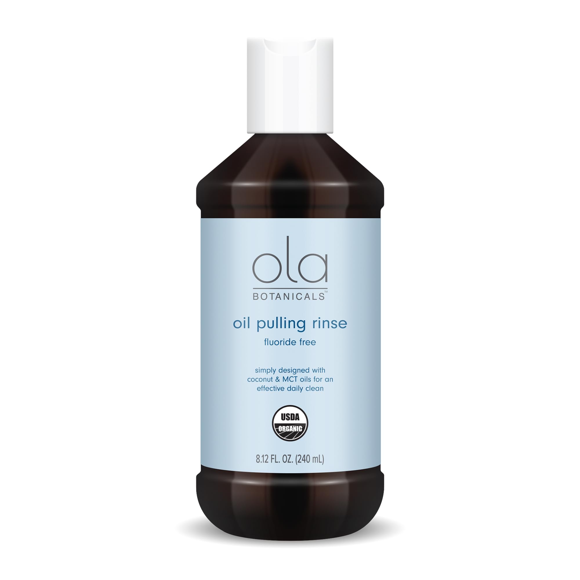 Organic Oil Pulling Rinse by Ola Botanicals (8.12 Fl. Oz) - USDA Certified, Coconut & MCT Oil, Cruelty-Free, Fluoride-Free, Non-GMO | Fresh Breath & Oral Health for Daily Detox Routine