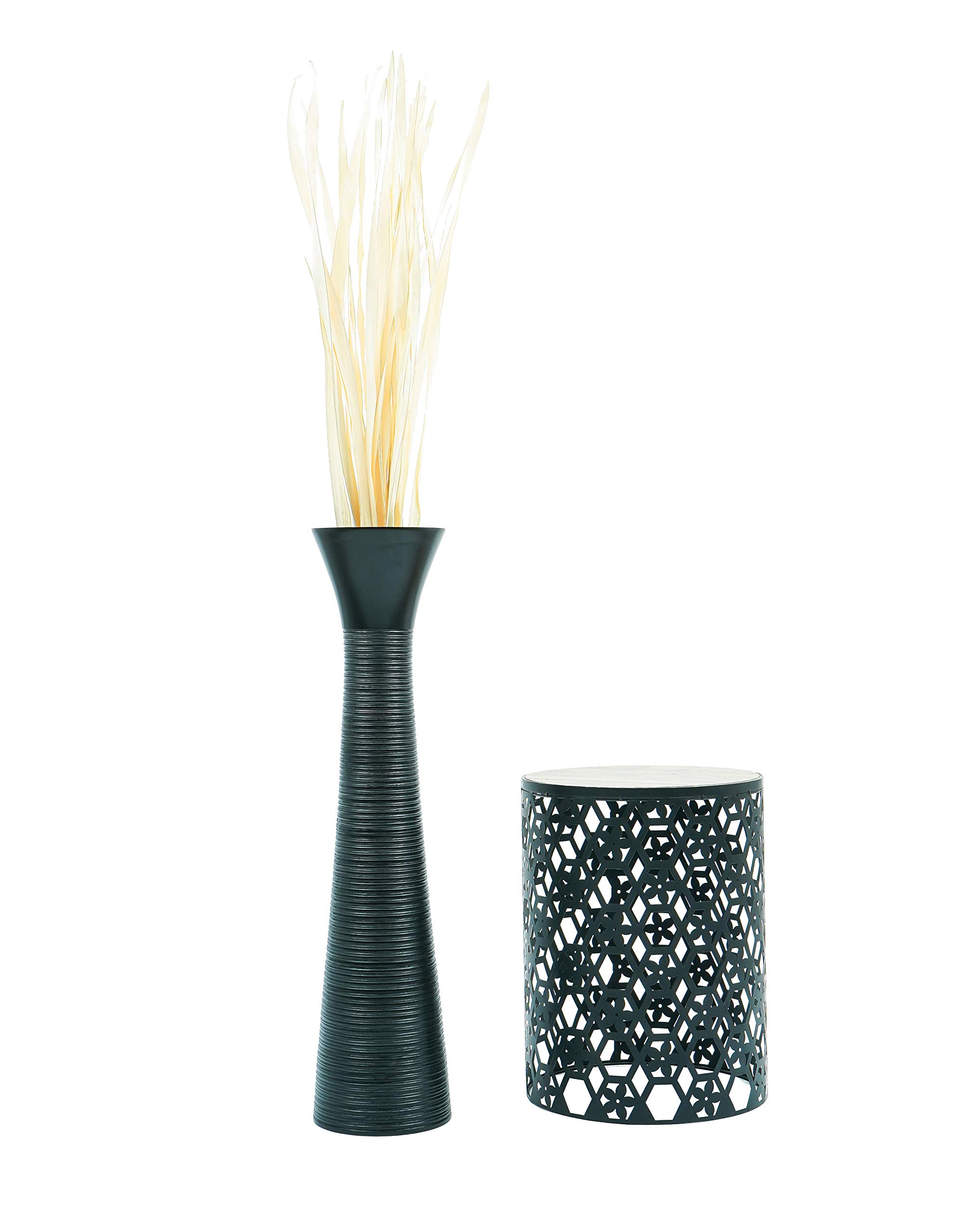 Leewadee 36 Inch Large Black Wooden Floor Vase - Farmhouse Decor for Flowers, Fake Plants & Pampas Grass | Perfect for Living Room, Entryway & Wedding Centerpiece Decorations