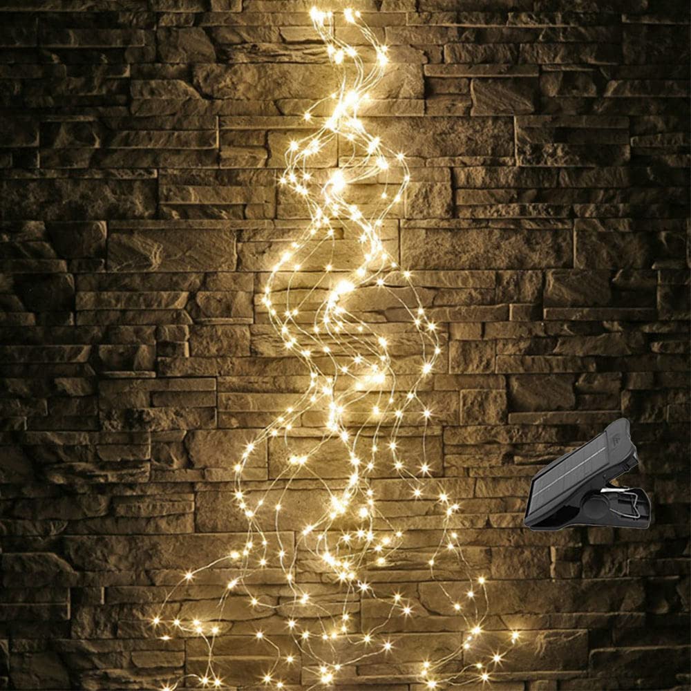 Cynzia 200 LED Solar Fairy Lights - Outdoor Waterproof Firefly String Lights with 10 Strands (1 Pack) | Battery Operated Bunch Clip Lights for Garden, Patio, Christmas Tree, Party & Wedding Decorations | Perfect for Backyard, Porch, Fence, Pathway & Holiday Lighting