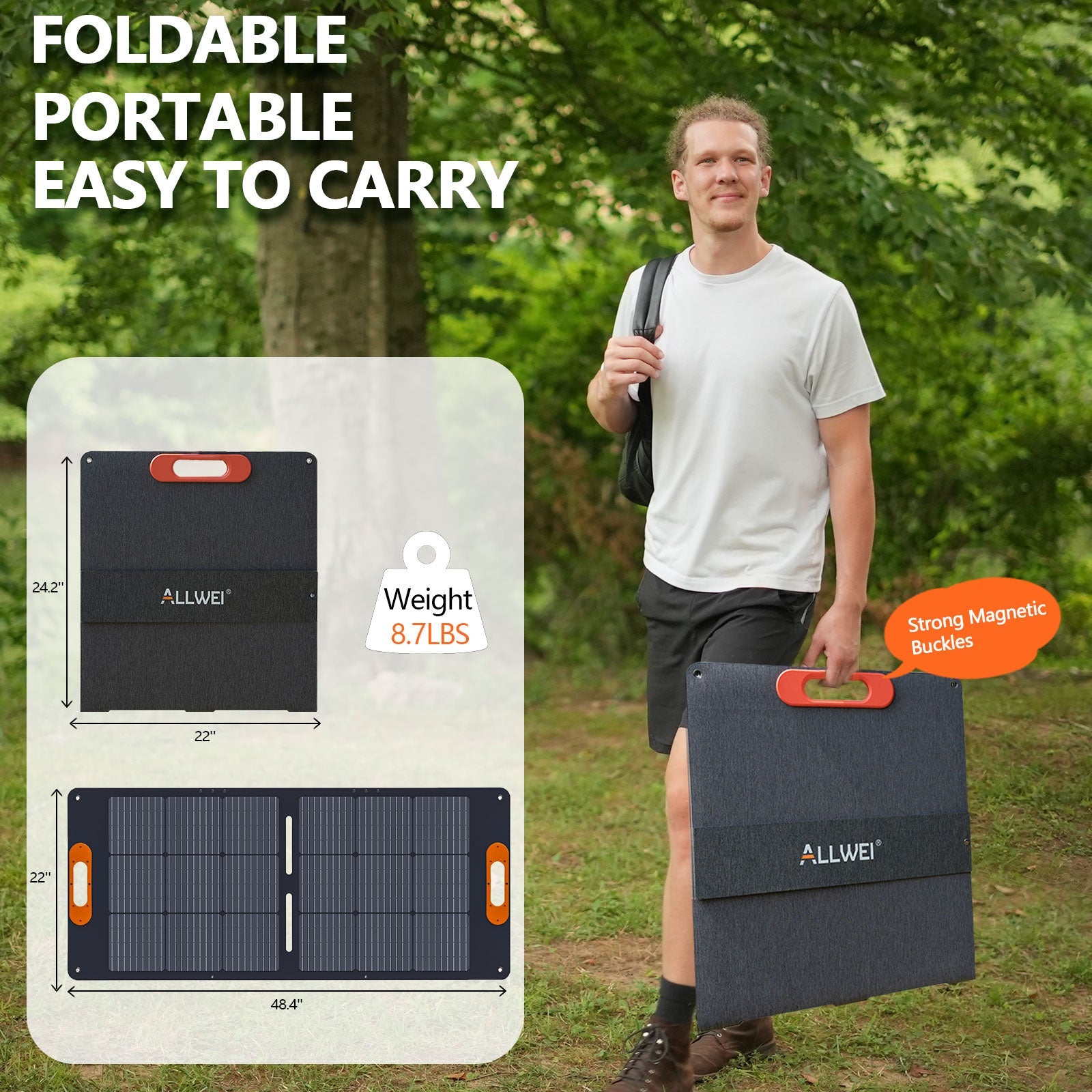 ALLWEI XY 100 100W Solar Panel for PPS300 PPS600 Portable Power Stations - Outdoor Camping, RV Travel & Emergency Power Supply