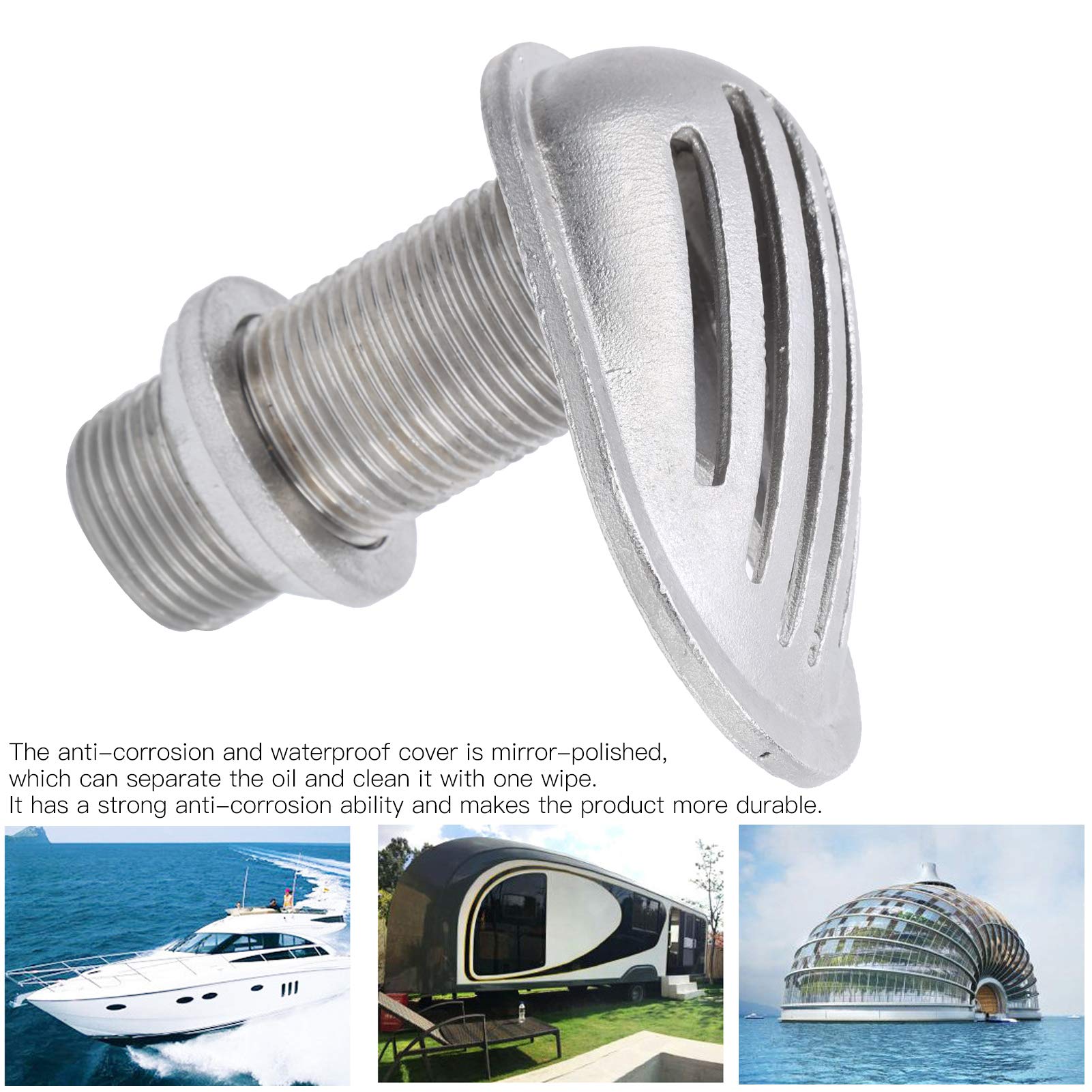 Alomejor 316 Stainless Steel Marine Boat Intake Strainer - Thru-Hull Water Pickup Filter Scoop for Boats, Yachts, Kayaks | Saltwater & Freshwater Use | Engine Cooling & Bilge Pump Protection