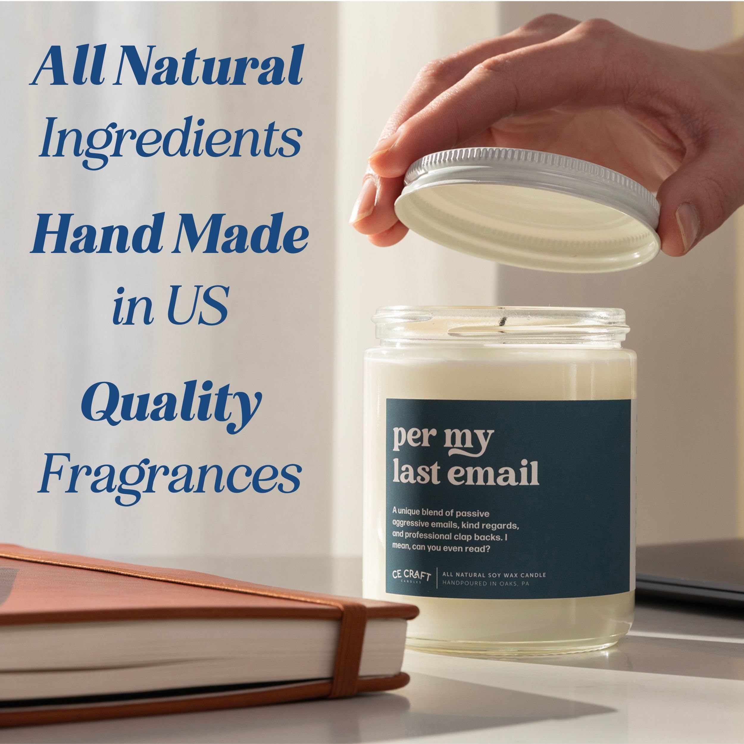 CE CRAFT Scented Soy Candle - 35+ Hour Burn Time - Inspirational Graduation Gift - Perfect for Nightstands, Bathrooms & Dressers - 8 oz Soy Wax Candle - Ideal for Celebrations, Relaxation & Home Decor