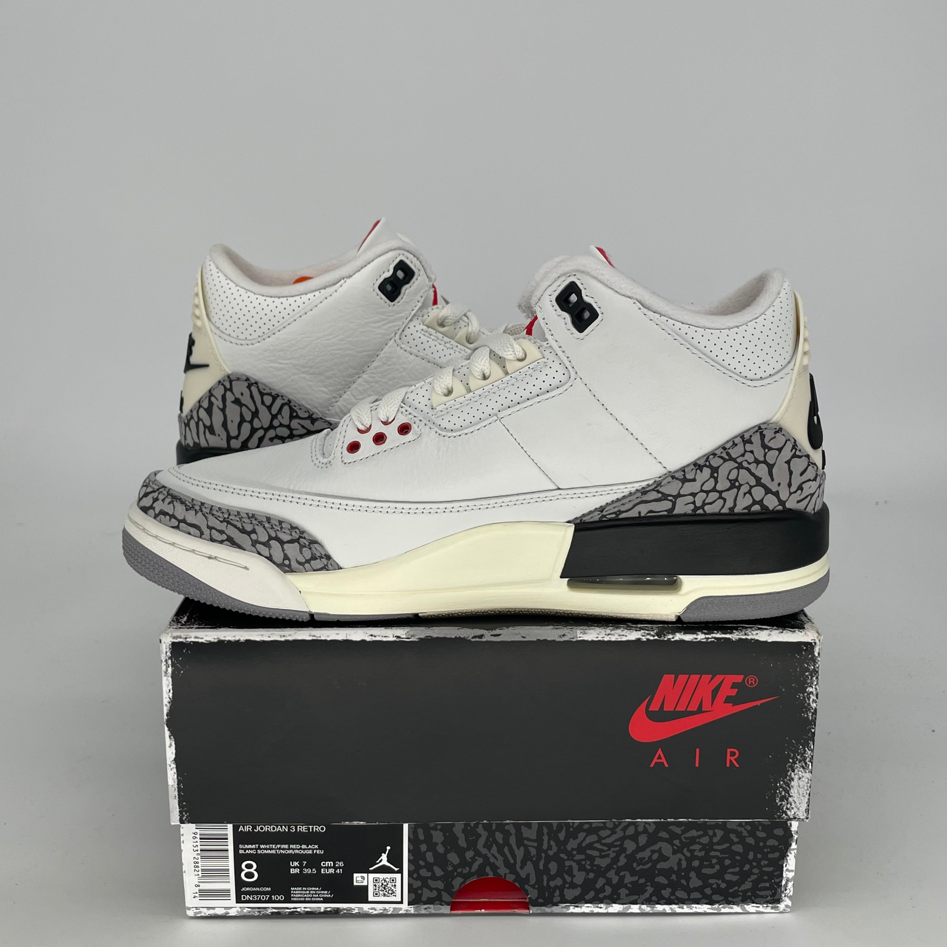 Original Air Jordan 3 White Cement Reimagined Retro Sneakers - Size 8/9.5W (DN3707-100) - Authentic Basketball Shoes for Men & Women - Perfect for Sports, Streetwear & Sneaker Collection