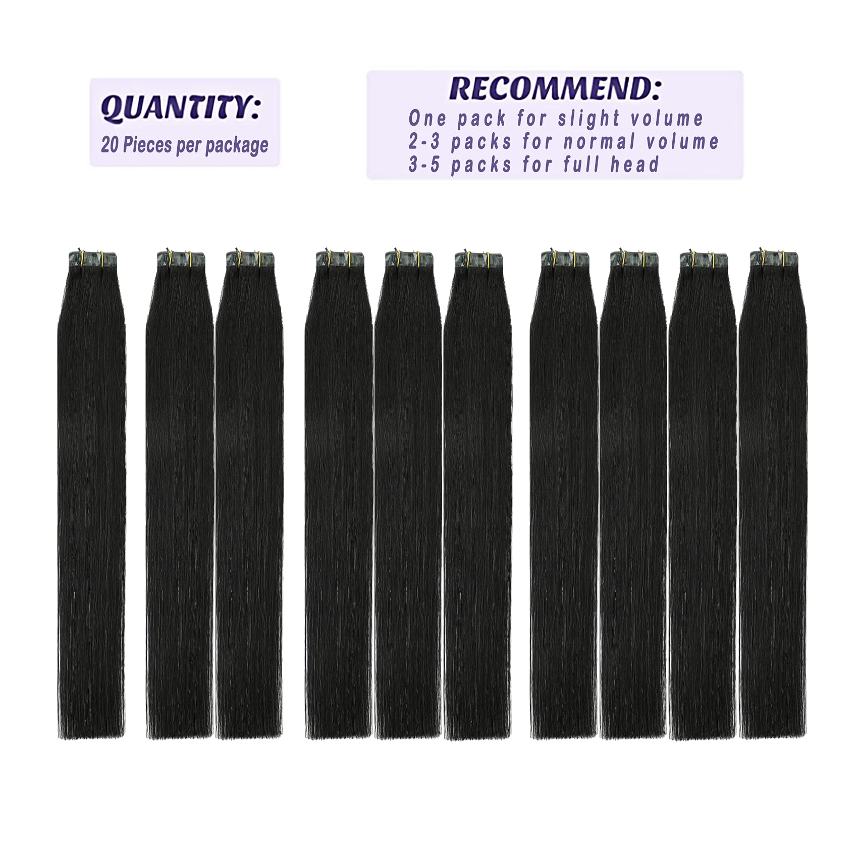 100% Remy Human Hair Tape in Extensions - 16 Inch Jet Black, 30g 20pcs, Natural Seamless Long Silk Straight Hair Extensions for Women | Perfect for Daily Wear, Parties, Weddings & Special Occasions