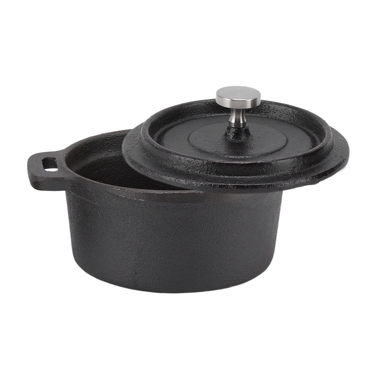Heavy Duty Round Cast Iron Dutch Oven with Lid - 5QT Enameled Cookware for Gas, Electric & Induction Stovetops - Perfect for Braising, Stewing, Baking & Outdoor Camping Cooking