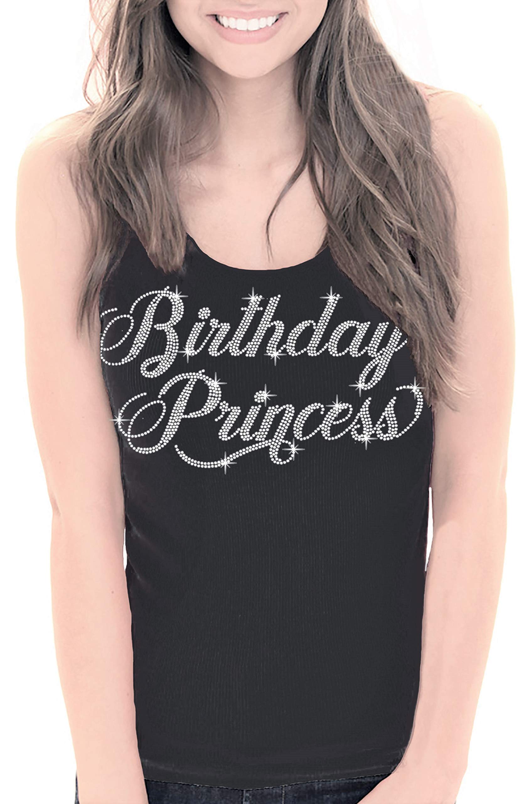 Sparkly Rhinestone Birthday Sash T-Shirts for Women - Cute Birthday Girl Outfits - Perfect Birthday Gifts for Her - Great for Parties, Bachelorette & Special Celebrations