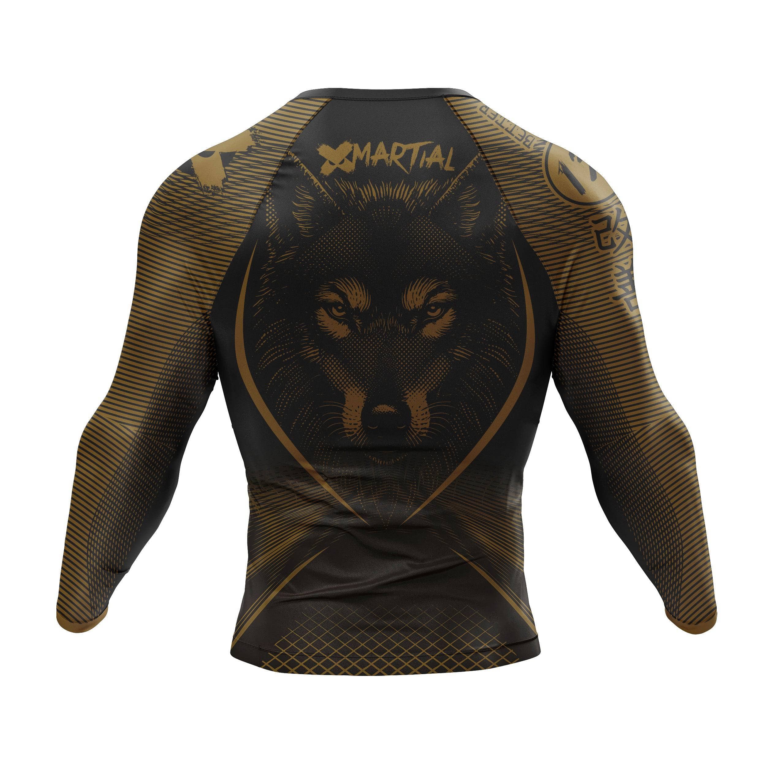 Night Wolf BJJ Rash Guard - Premium Compression Shirt for Brazilian Jiu-Jitsu, MMA & Grappling - Moisture Wicking & UV Protection for Training & Competition