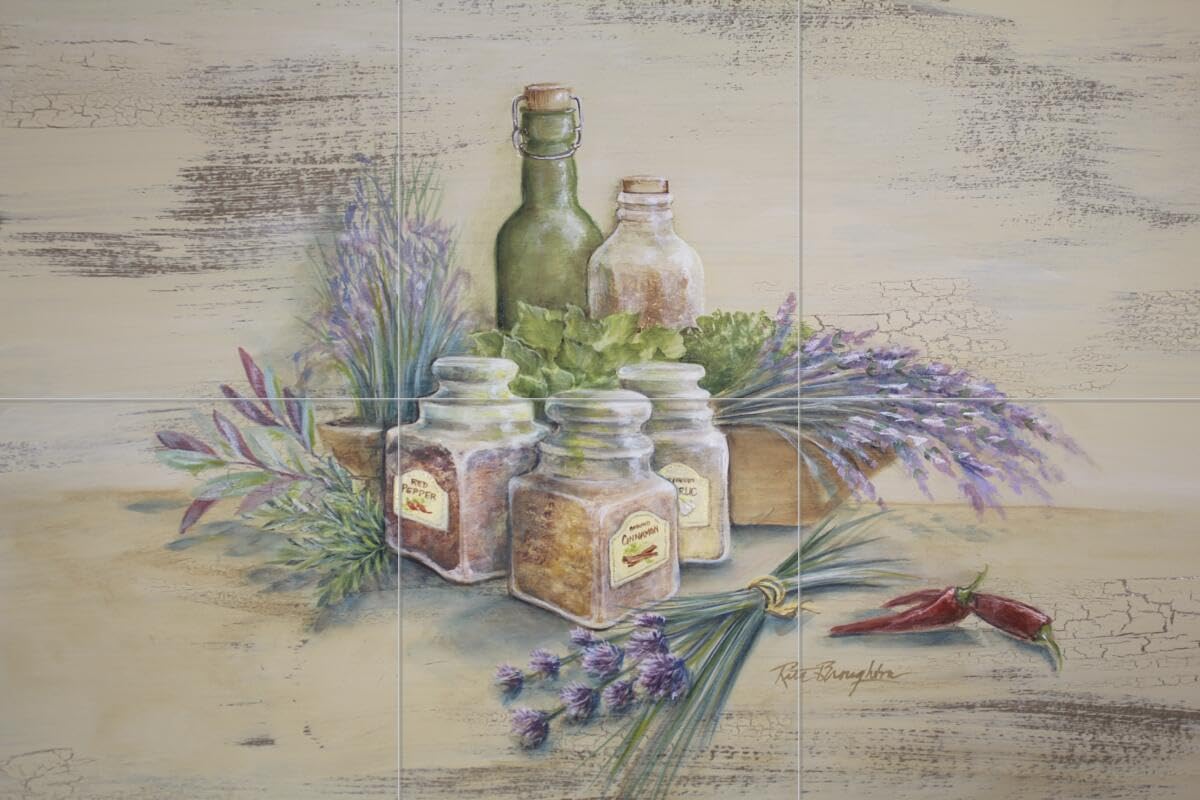 Ceramic Backsplash Tile Mural for Kitchen - Spicy Design by Rita Broughton - Perfect for Modern Kitchen Renovation and Home Decor