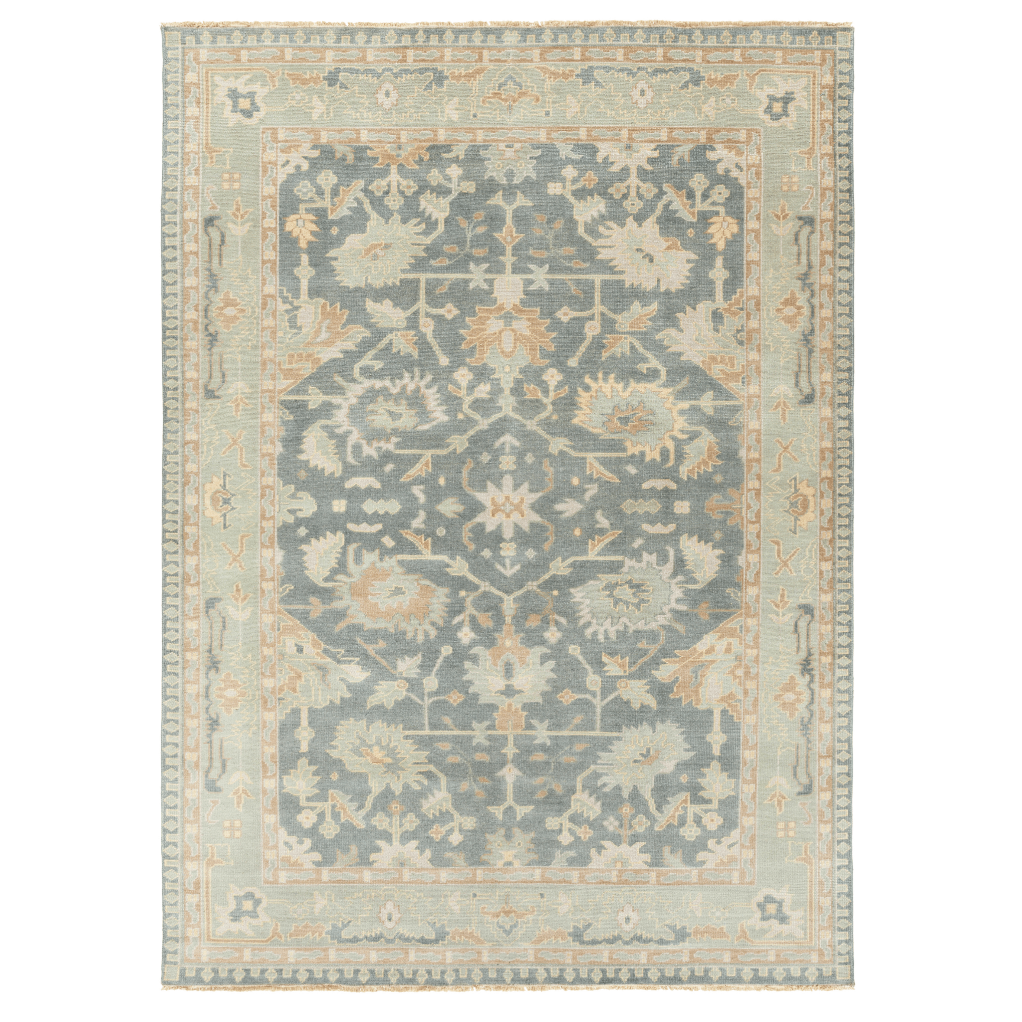 Hand Knotted Wool Area Rug in Cappadocia Grey & Seafoam - Multiple Size Options for Living Room, Bedroom & Office Decor