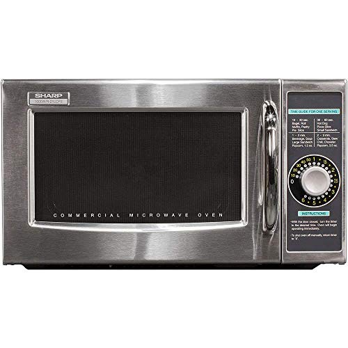 Sharp R-21LCFS 1000W Commercial Microwave Oven with Dial Timer - 120V Medium Duty Restaurant & Kitchen Appliance - Perfect for Fast Food, Cafes, and Food Service Businesses