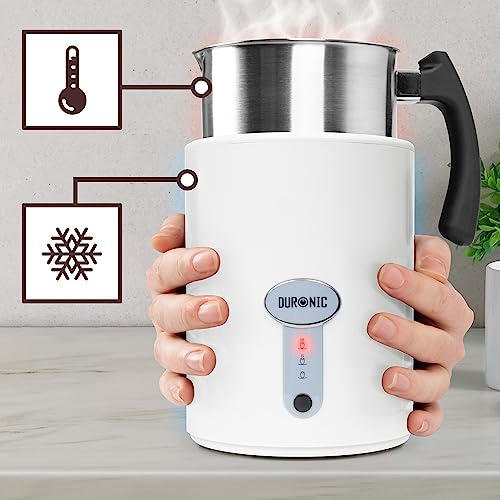 Duronic Electric Milk Frother MF500 WE - Automatic Hot & Cold Foam Maker for Coffee, Latte, Matcha, Hot Chocolate - Milk Heater & Warmer - Perfect for Home Baristas & Coffee Lovers