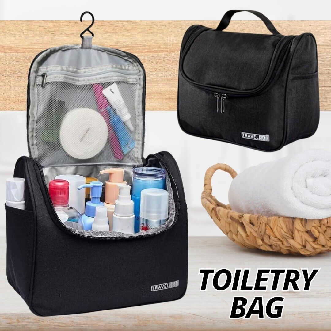 Premium Travel Toiletry Bag for Men & Women - Waterproof Cosmetic & Makeup Organizer with Shaving Kit Compartment - Perfect for Vacation, Gym, Camping & Business Trips