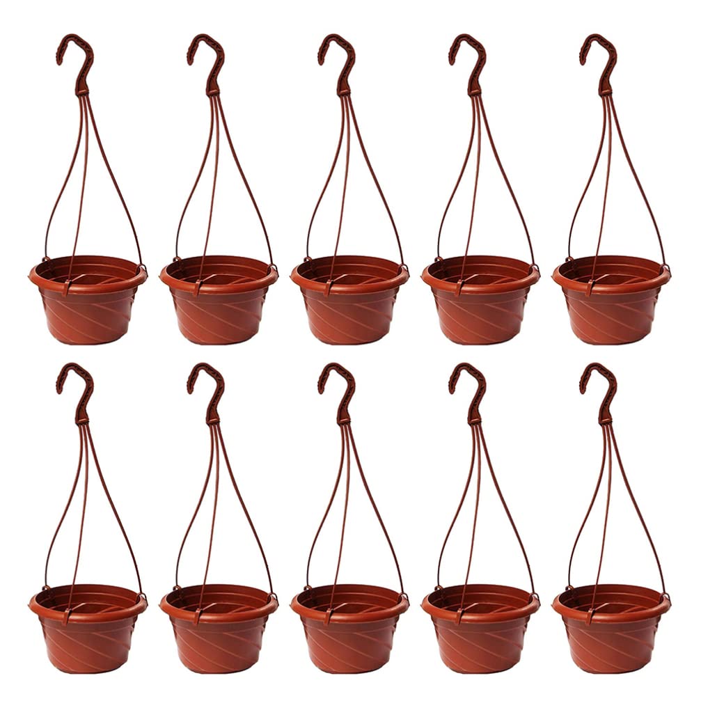 10 Pack Nursery Pots for Indoor Plants - Hanging Planter Pots with Railing for Outdoor Plant Shelf, Flower Pots & Succulent Hanging Baskets - Perfect for Balcony, Garden, and Home Decor