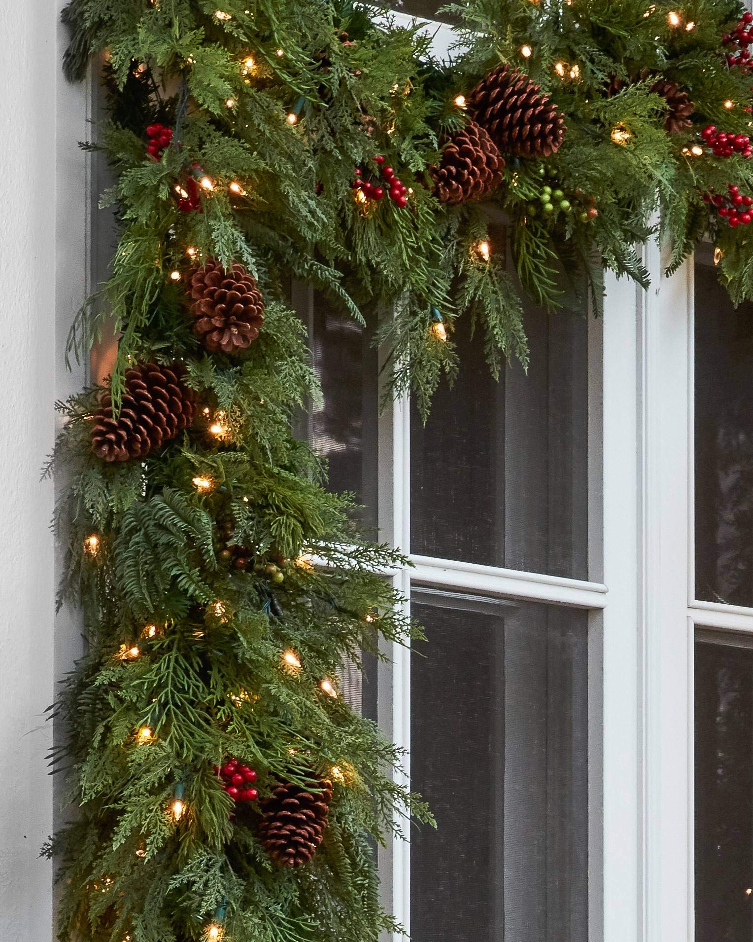 Balsam Hill 10ft Premium Artificial Christmas Garland with Clear LED Lights - Perfect for Holiday Mantel Decor, Staircase Swags & Festive Home Decoration