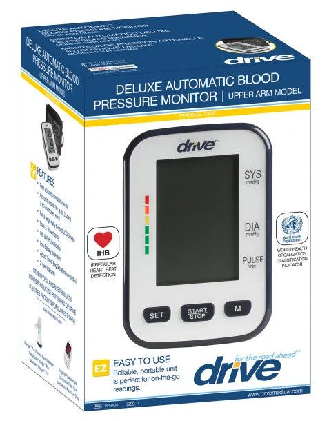 DRIVE™ Medical Deluxe Automatic Blood Pressure Monitor - Upper Arm Cuff, Digital Display, Memory Function for Home Use - Perfect for Seniors & Health Monitoring