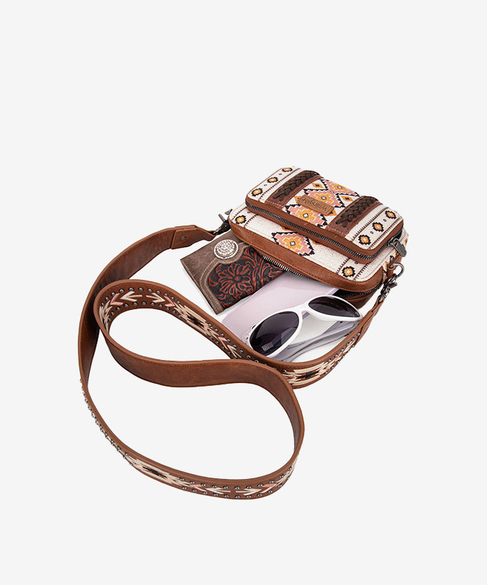 Wrangler Aztec Printed Crossbody Purse - Stylish Boho Shoulder Bag for Women | Perfect for Travel, Shopping & Everyday Use